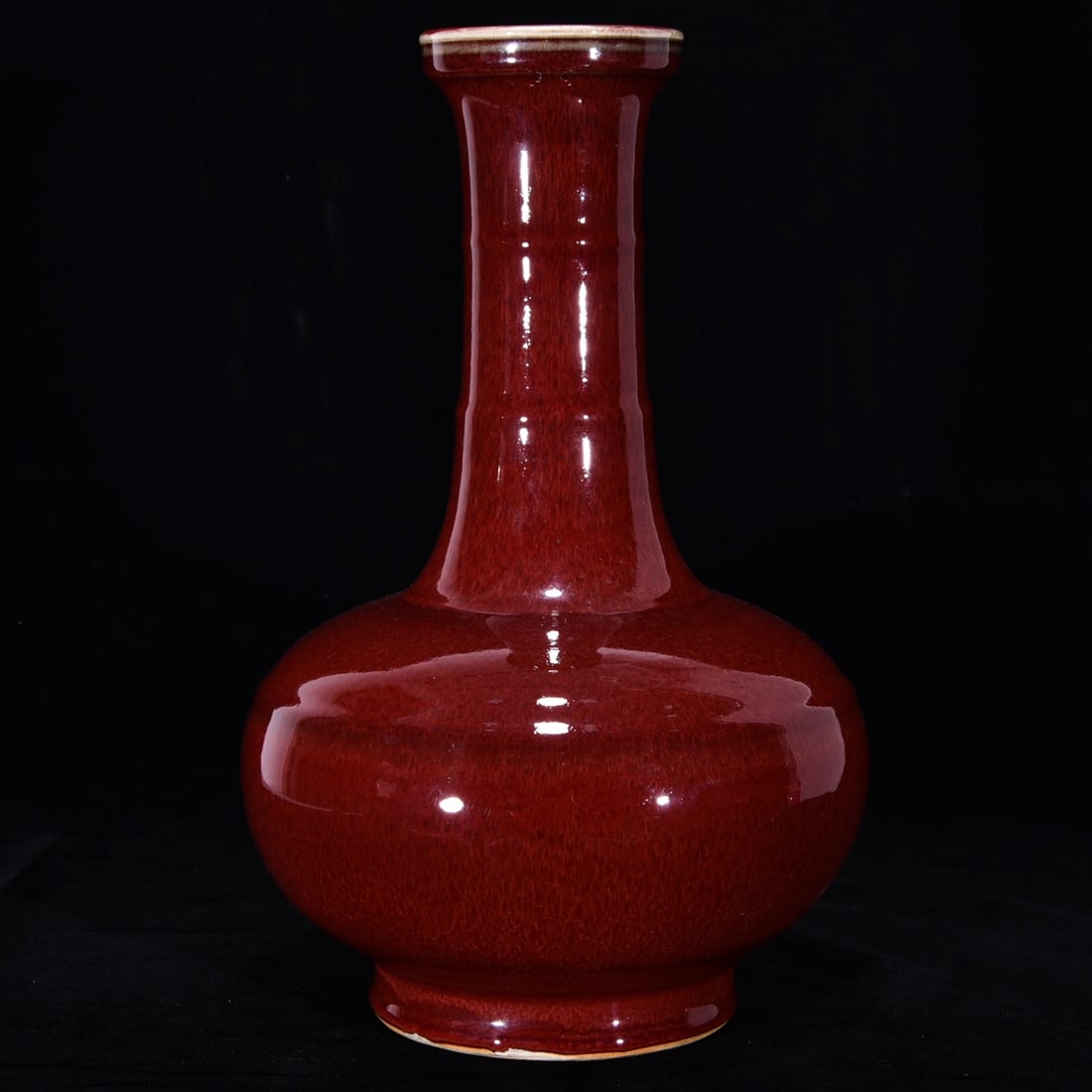 An Exquisite Ji Red Glazed Vase: An Exquisite Ji Red Glazed Vase Qing Dynasty, China Qianlong Six-character Mark Size:13.2inx8.3in霁红釉炫纹瓶 中国清代