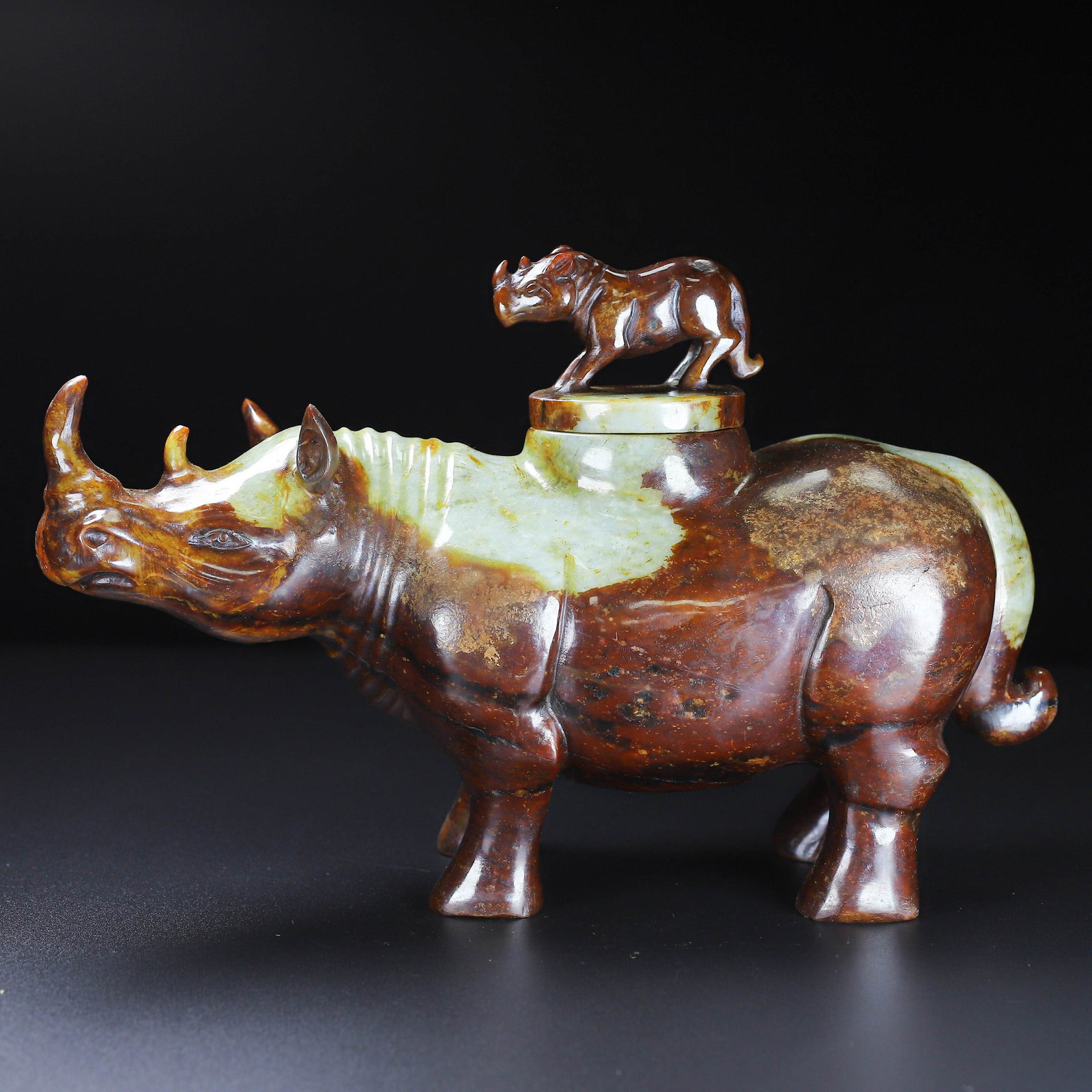 An Exquisite White Jade Rhinoceros-Shaped Censer (1 of 10)