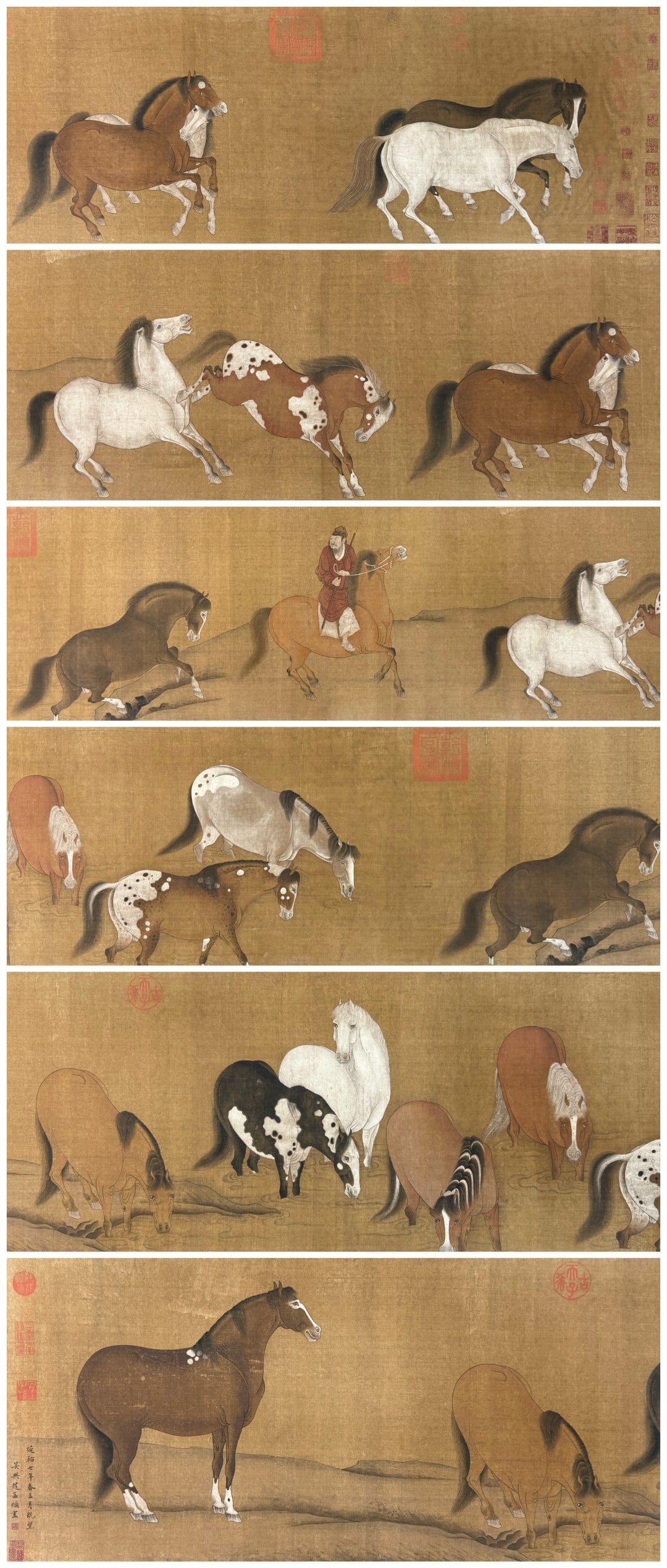 A Chinese Hand Scroll Ink Painting of Horse on Silk - 5