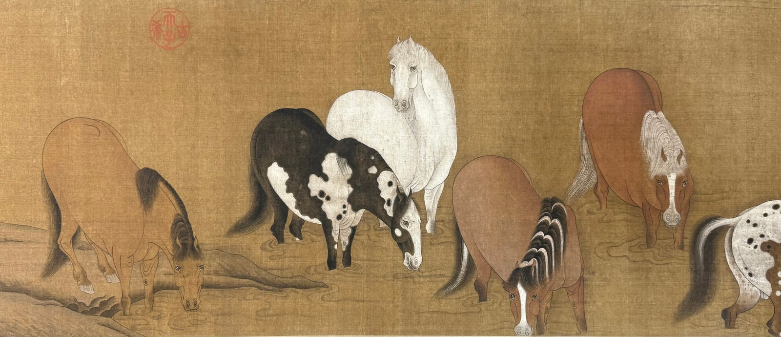 A Chinese Hand Scroll Ink Painting of Horse on Silk - 9