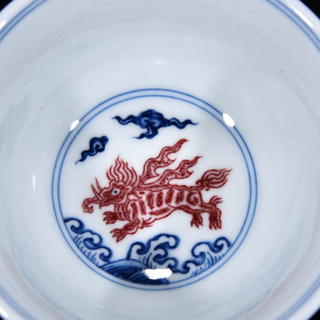 An Exquisite Underglaze-Red Kylin Pattern Cup - 5