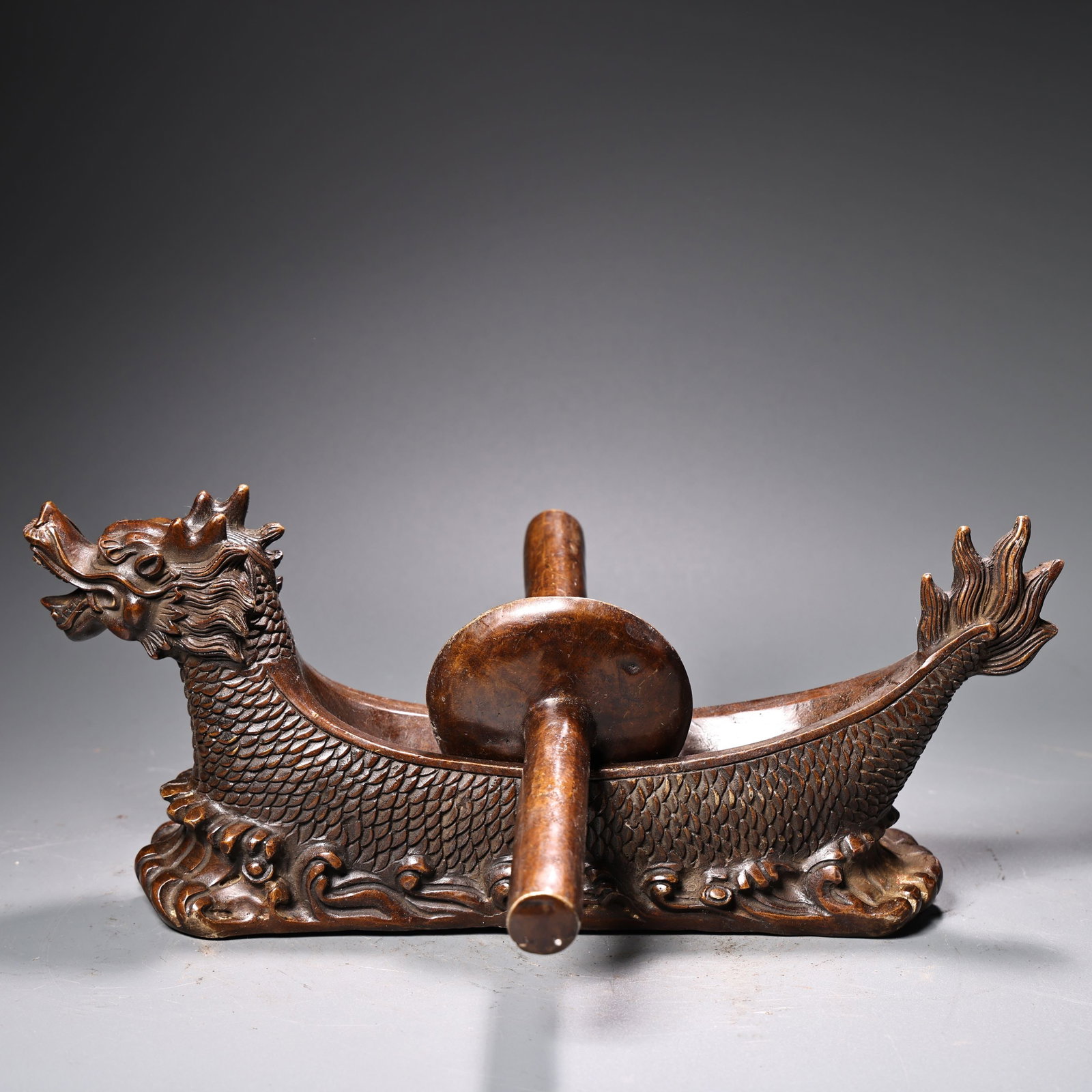 An Exquisite Bronze Dragon boat Ornament (1 of 12)