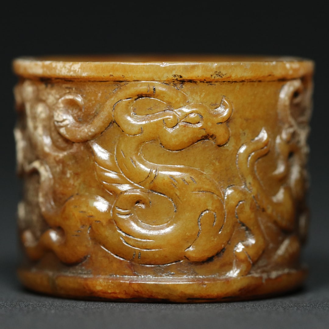 An Exquisite White Jade Auspicious Beast Pattern Ring - 8