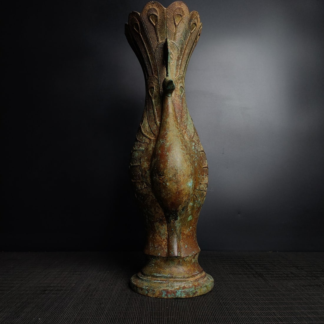 An Exquisite Bronze Phoenix Pattern Double-Ears Vase - 2