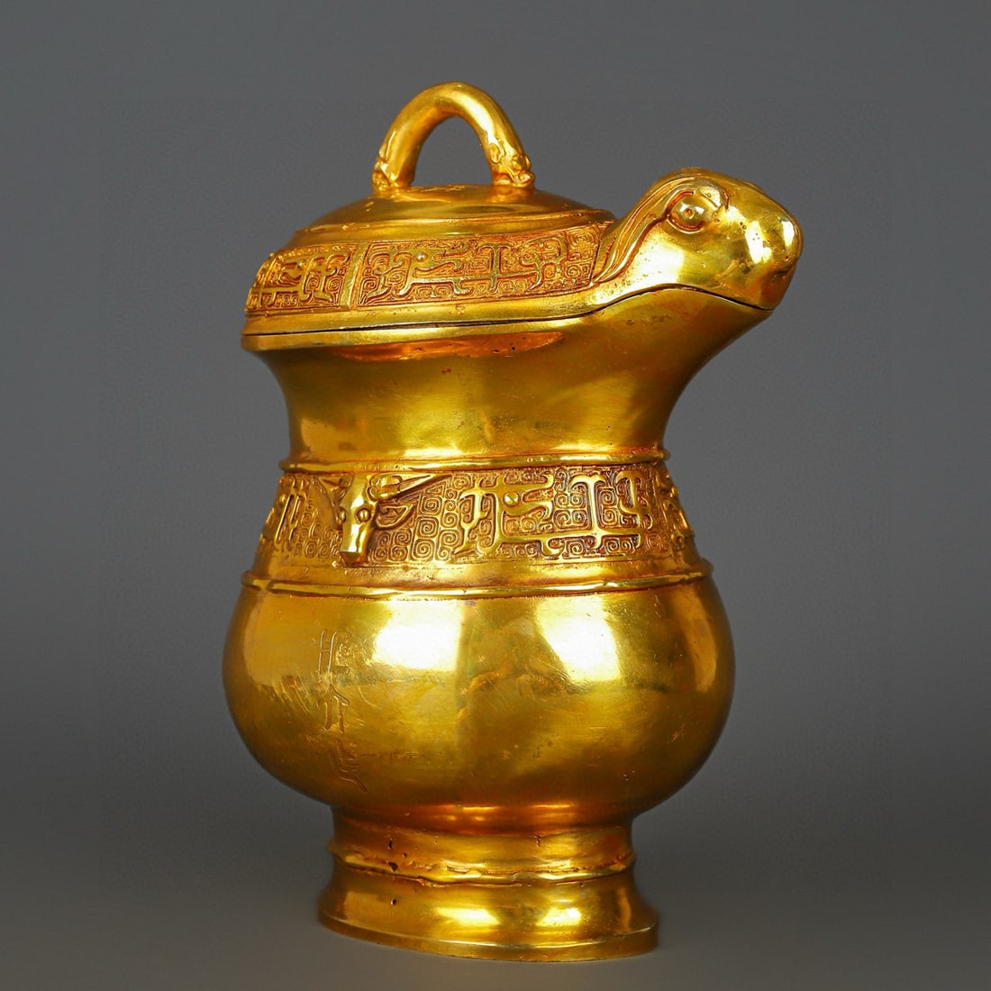 An Exquisite Gilt Bronze Beast-Face Pattern Jar - 4