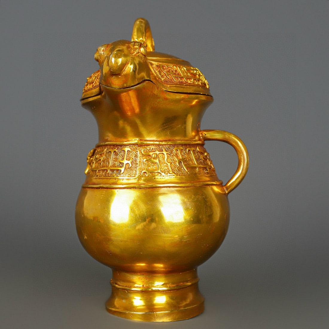 An Exquisite Gilt Bronze Beast-Face Pattern Jar - 5