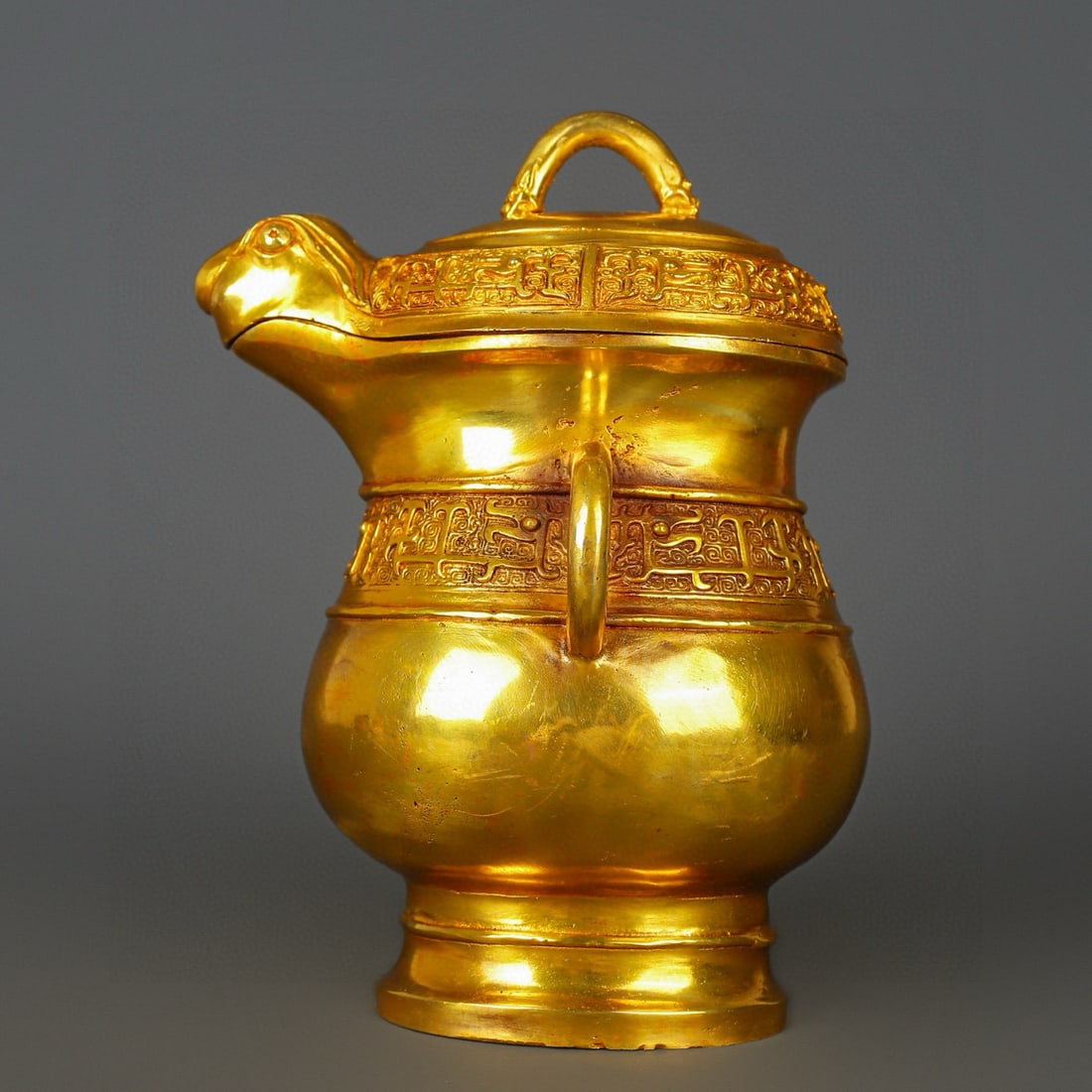 An Exquisite Gilt Bronze Beast-Face Pattern Jar - 6