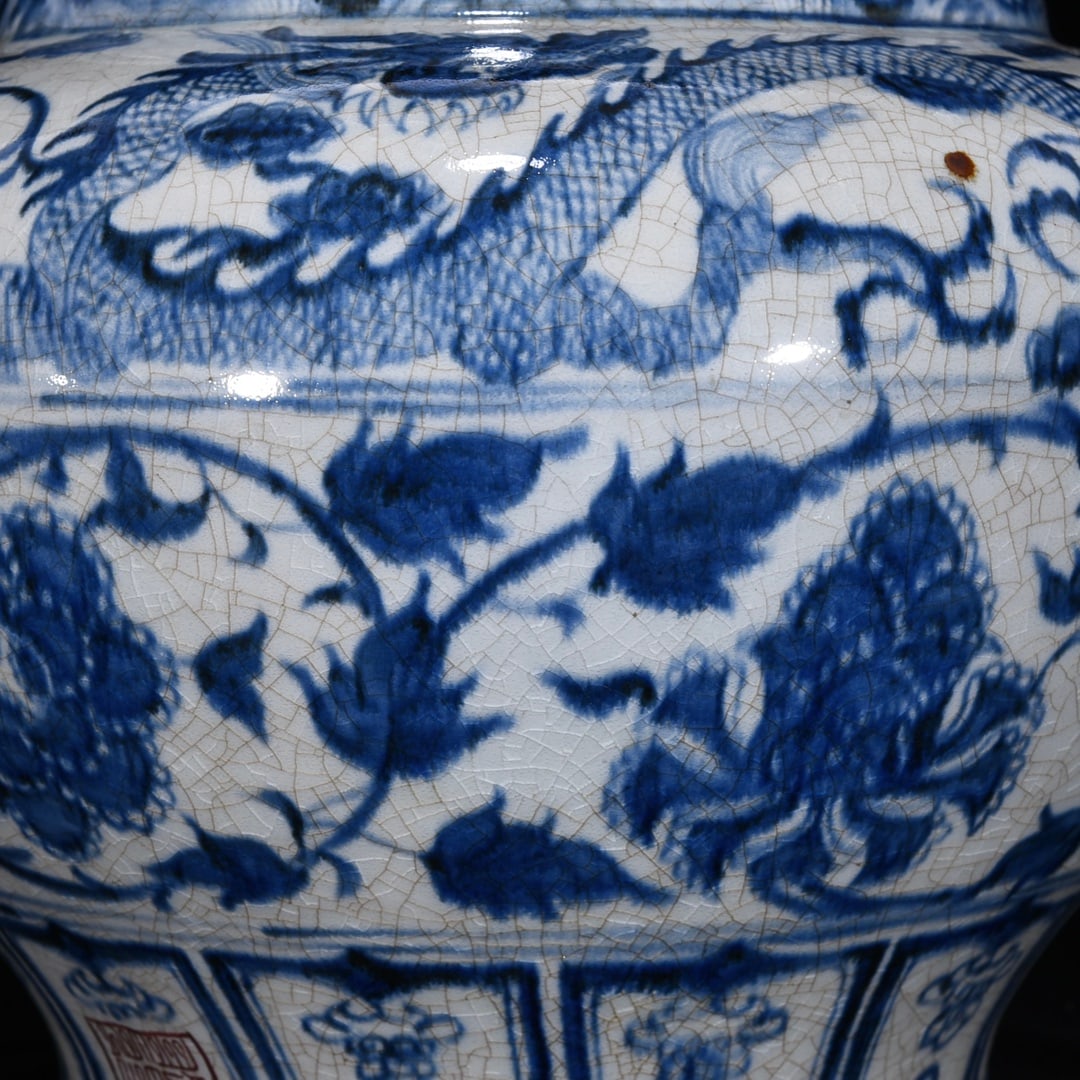 An Exquisite Blue and White Lotus Pattern Dragon Pattern Jar - 5