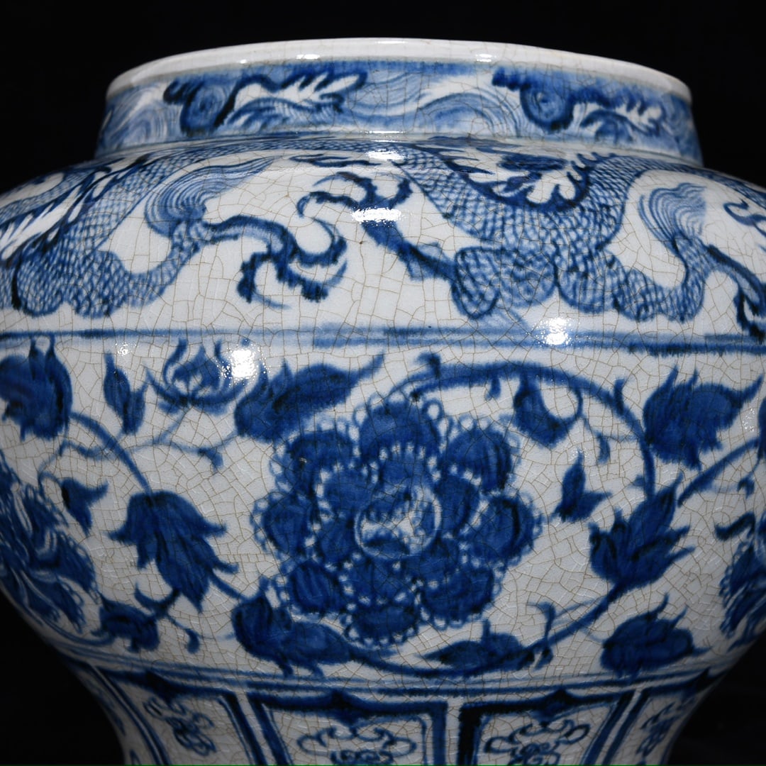 An Exquisite Blue and White Lotus Pattern Dragon Pattern Jar - 7