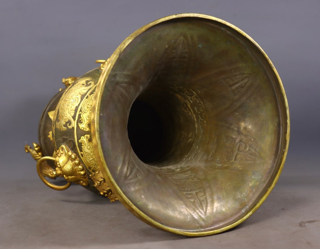An Exquisite Gilt Bronze Beast-Face Pattern Vase - 5