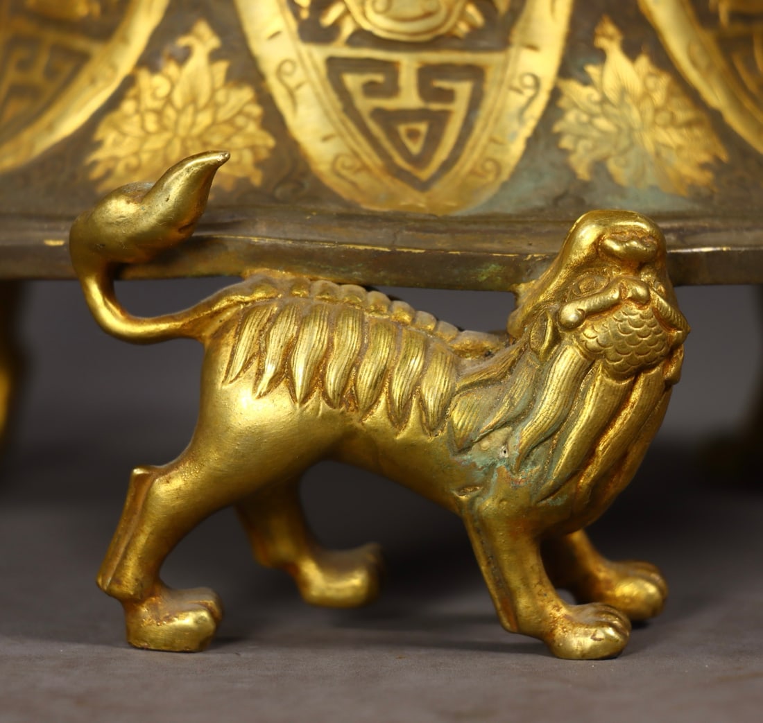An Exquisite Gilt Bronze Beast-Face Pattern Vase - 8