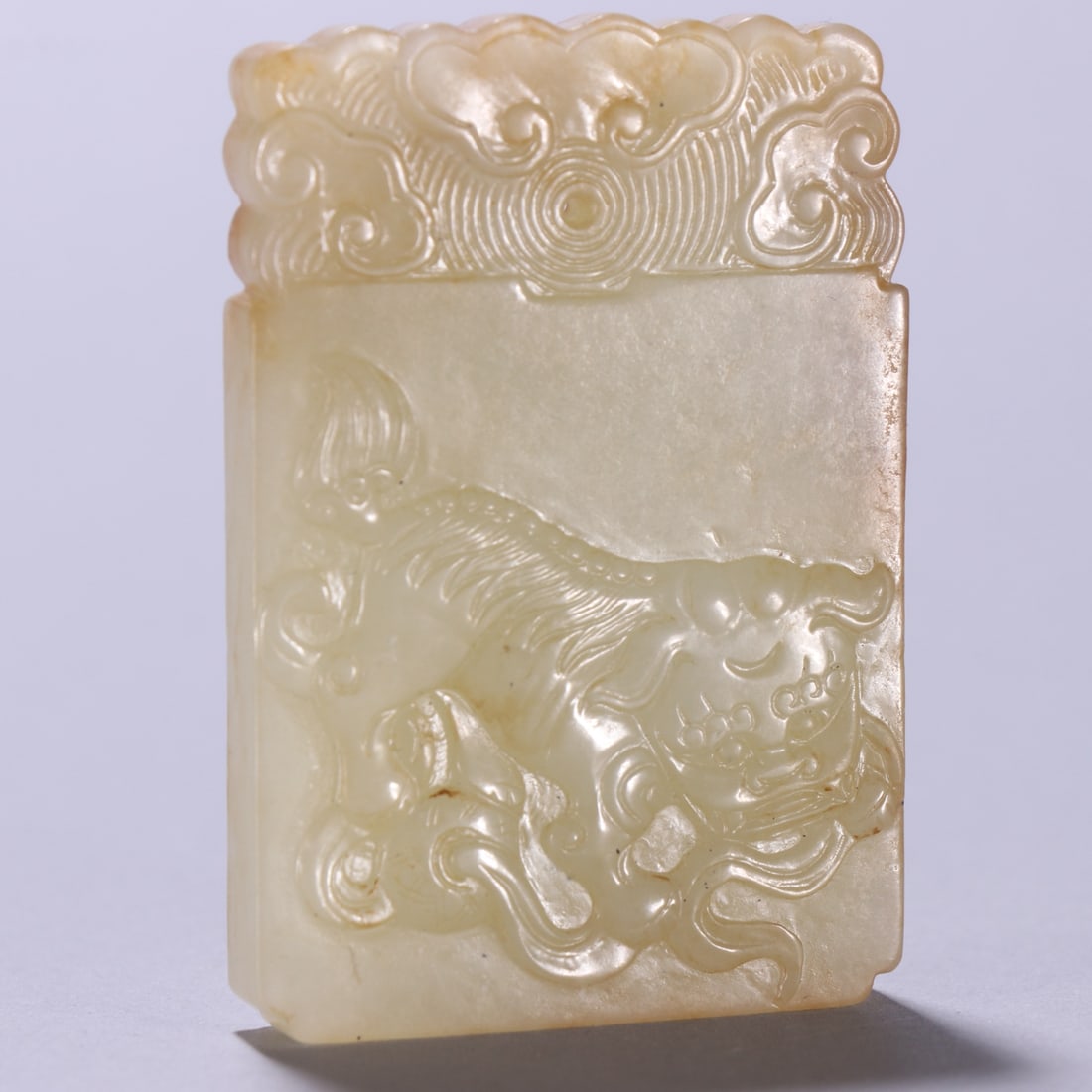 An Exquisite White Jade Lion Pattern Brand - 2