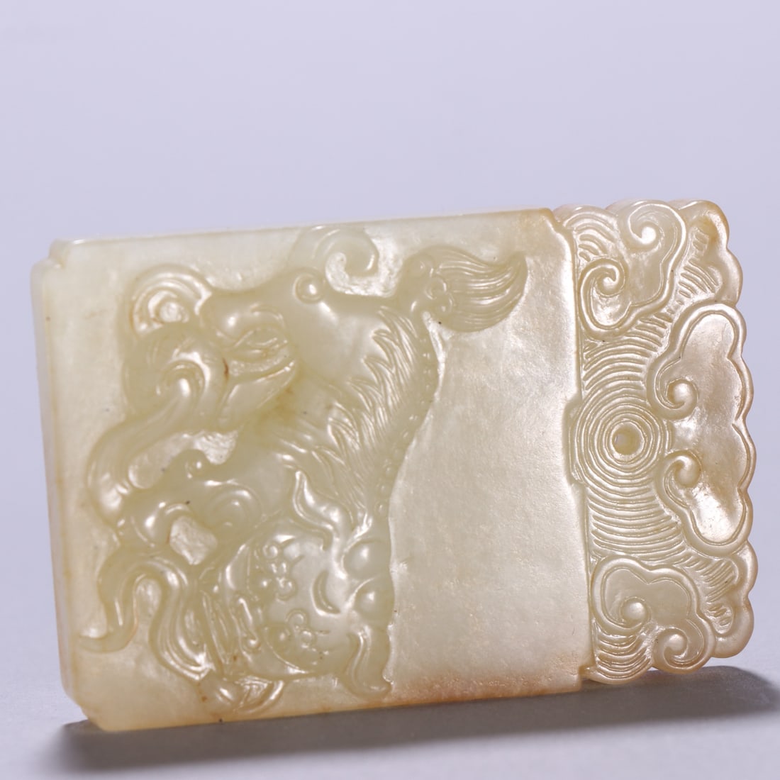 An Exquisite White Jade Lion Pattern Brand - 6