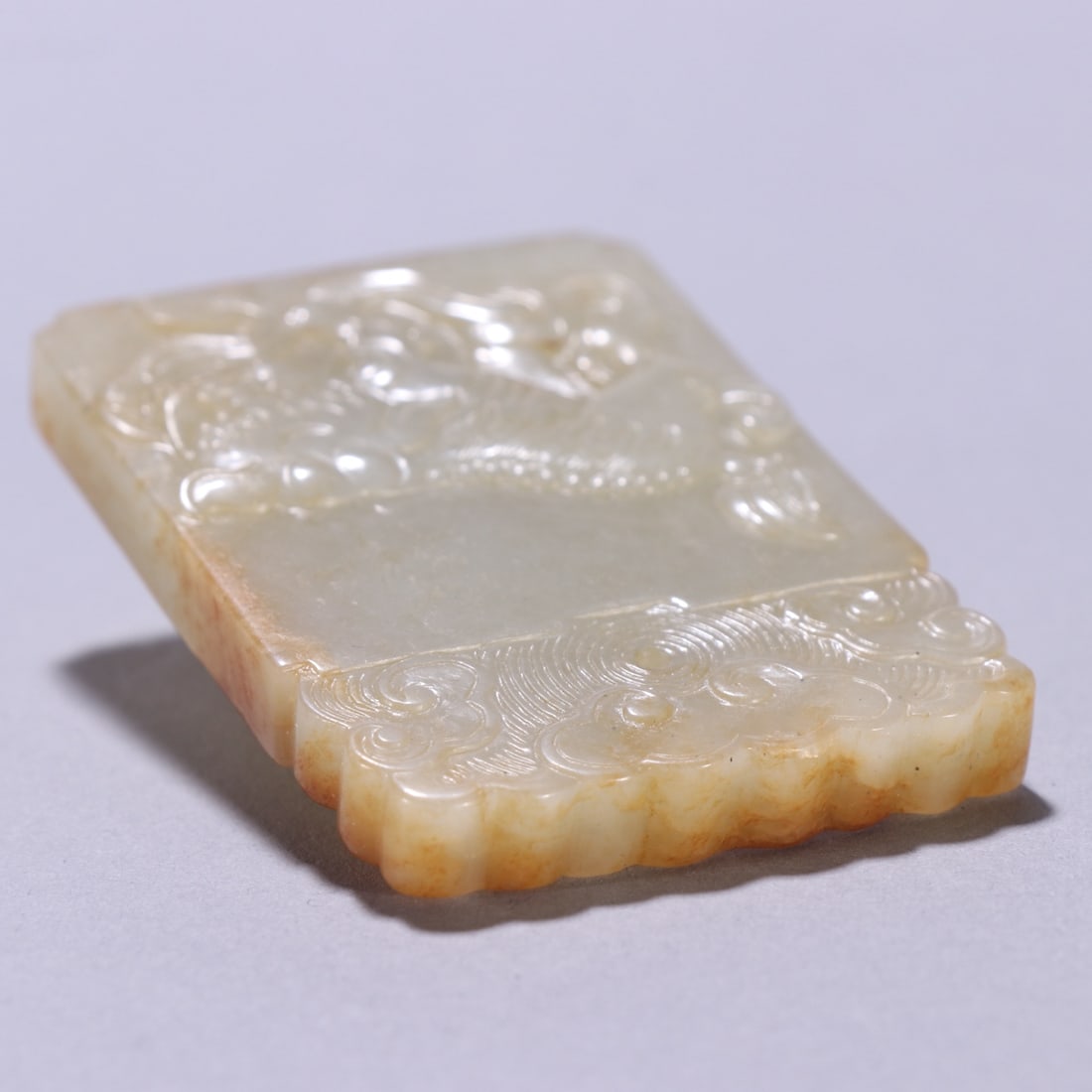 An Exquisite White Jade Lion Pattern Brand - 7
