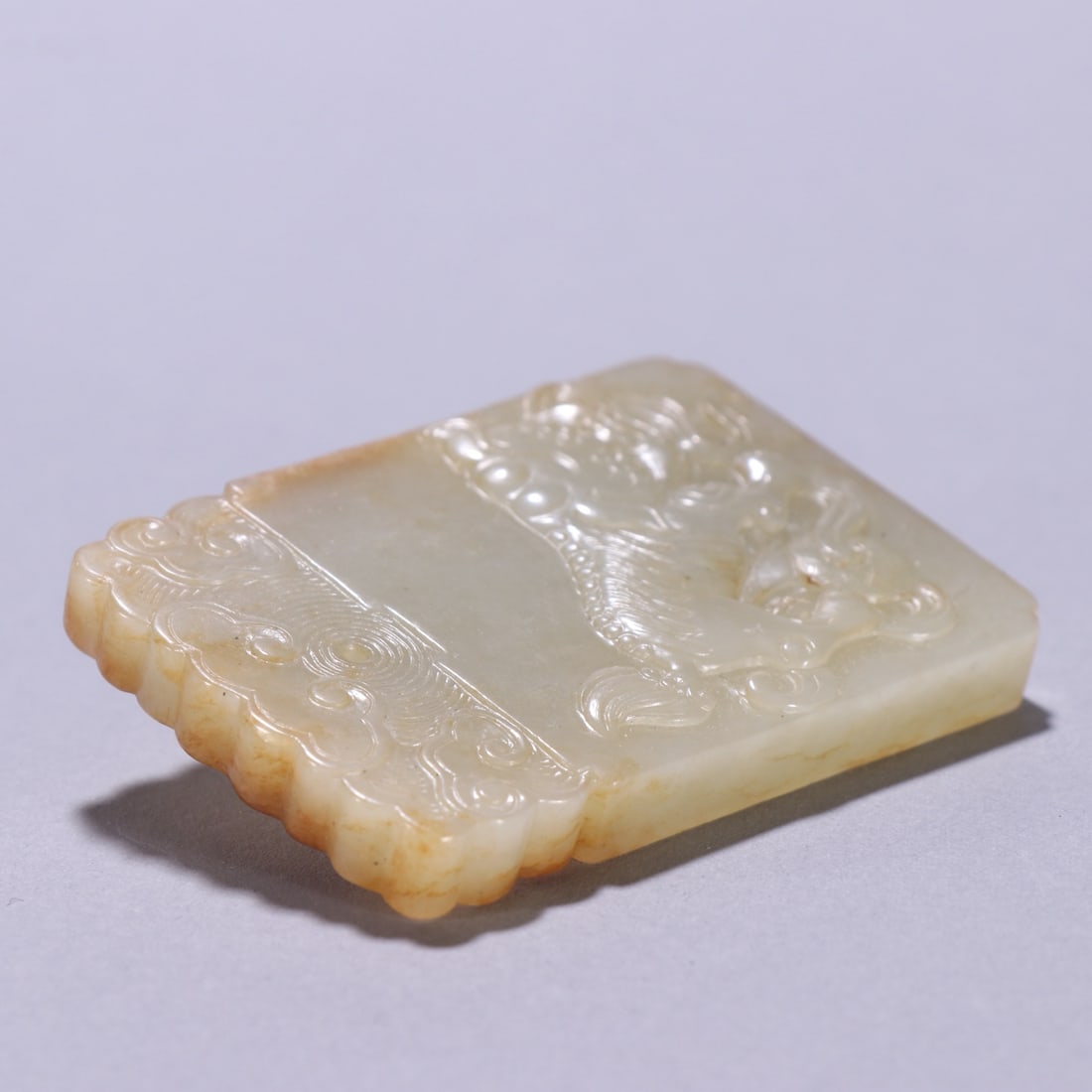 An Exquisite White Jade Lion Pattern Brand - 8