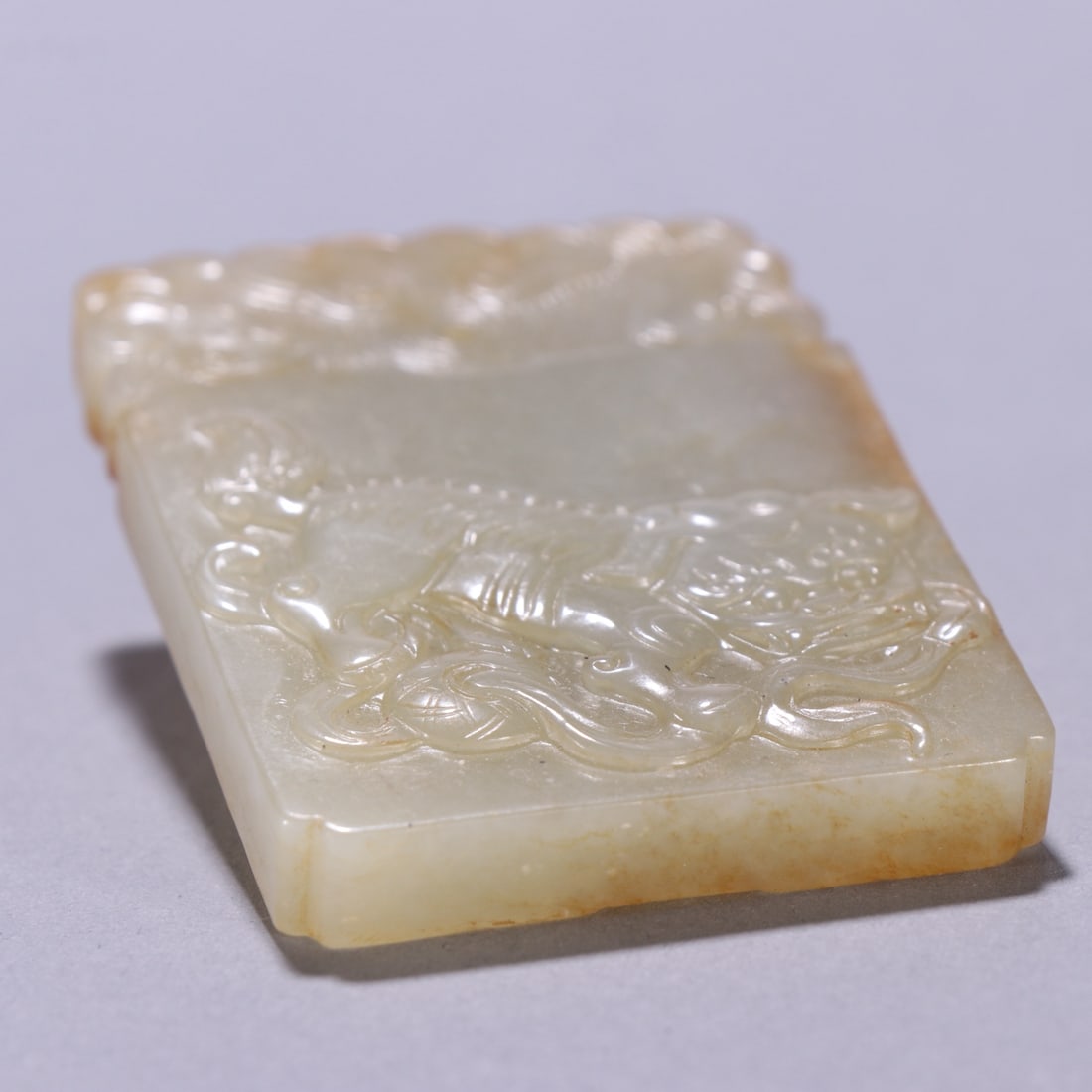 An Exquisite White Jade Lion Pattern Brand - 9