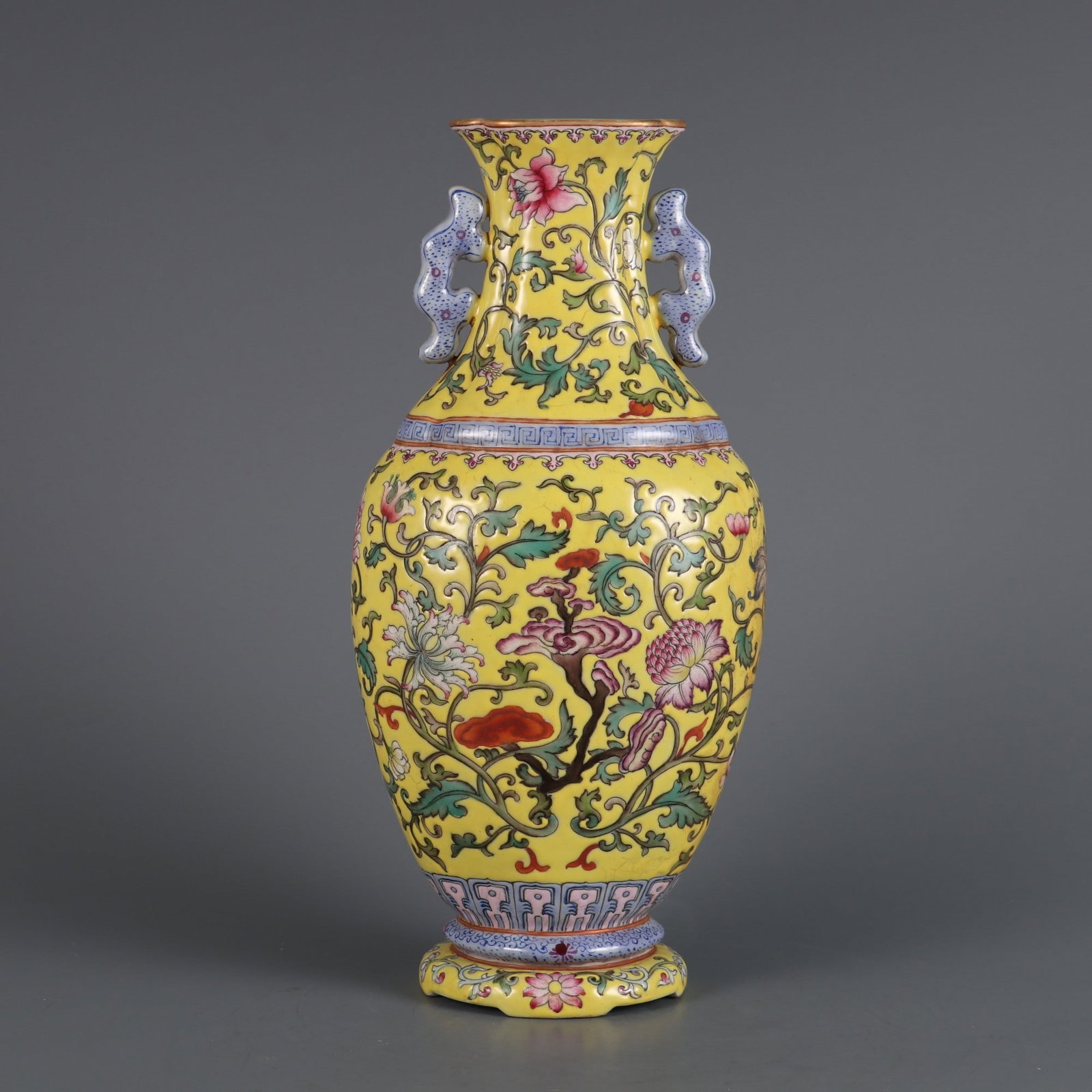 An Exquisite Famille-Rose Flower Pattern Double-Ears Vase (1 of 8)