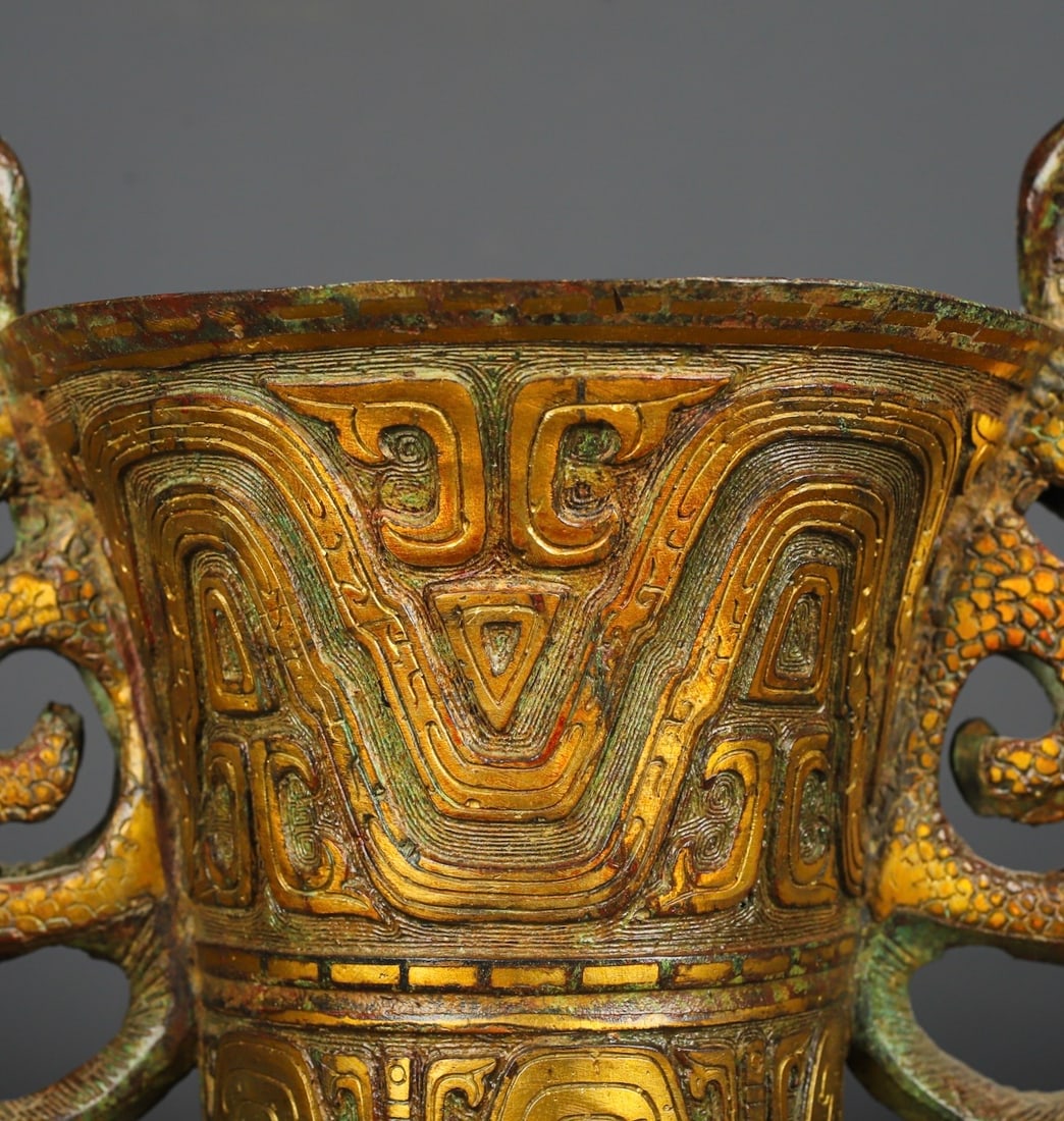 An Exquisite Bronze Double-Ears Cup - 2