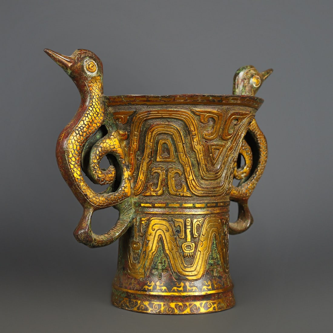 An Exquisite Bronze Double-Ears Cup - 6