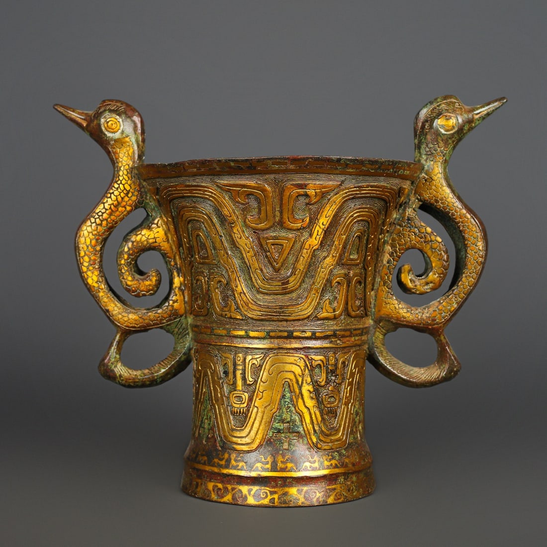 An Exquisite Bronze Double-Ears Cup - 7
