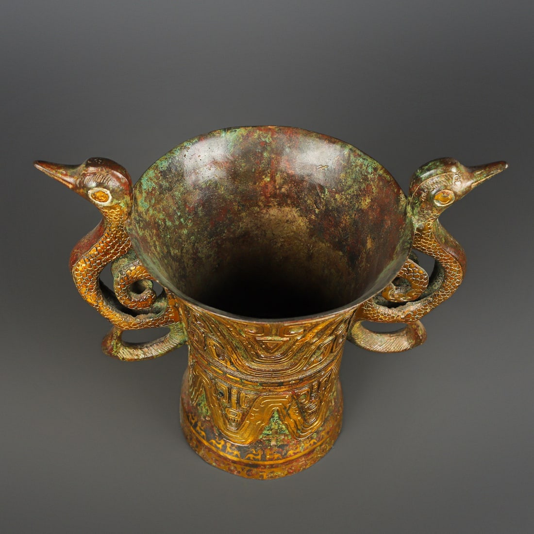 An Exquisite Bronze Double-Ears Cup - 8
