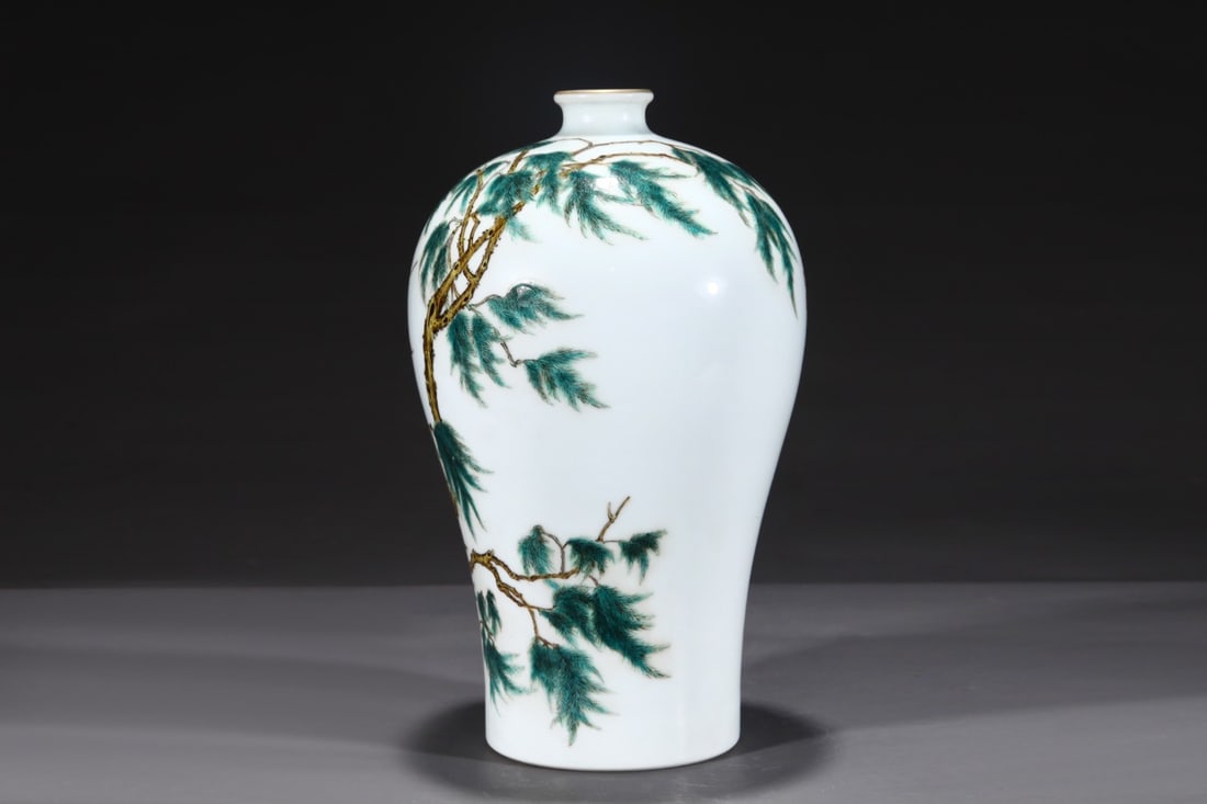 An Exquisite Famille-Rose Painted Gold Flower and Bird Pattern with poem Vase - 3