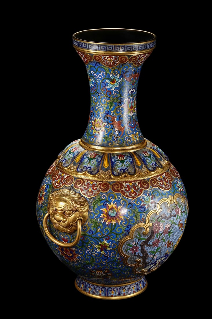 An Exquisite Cloisonne Lotus Pattern Double-Ears Vase - 5