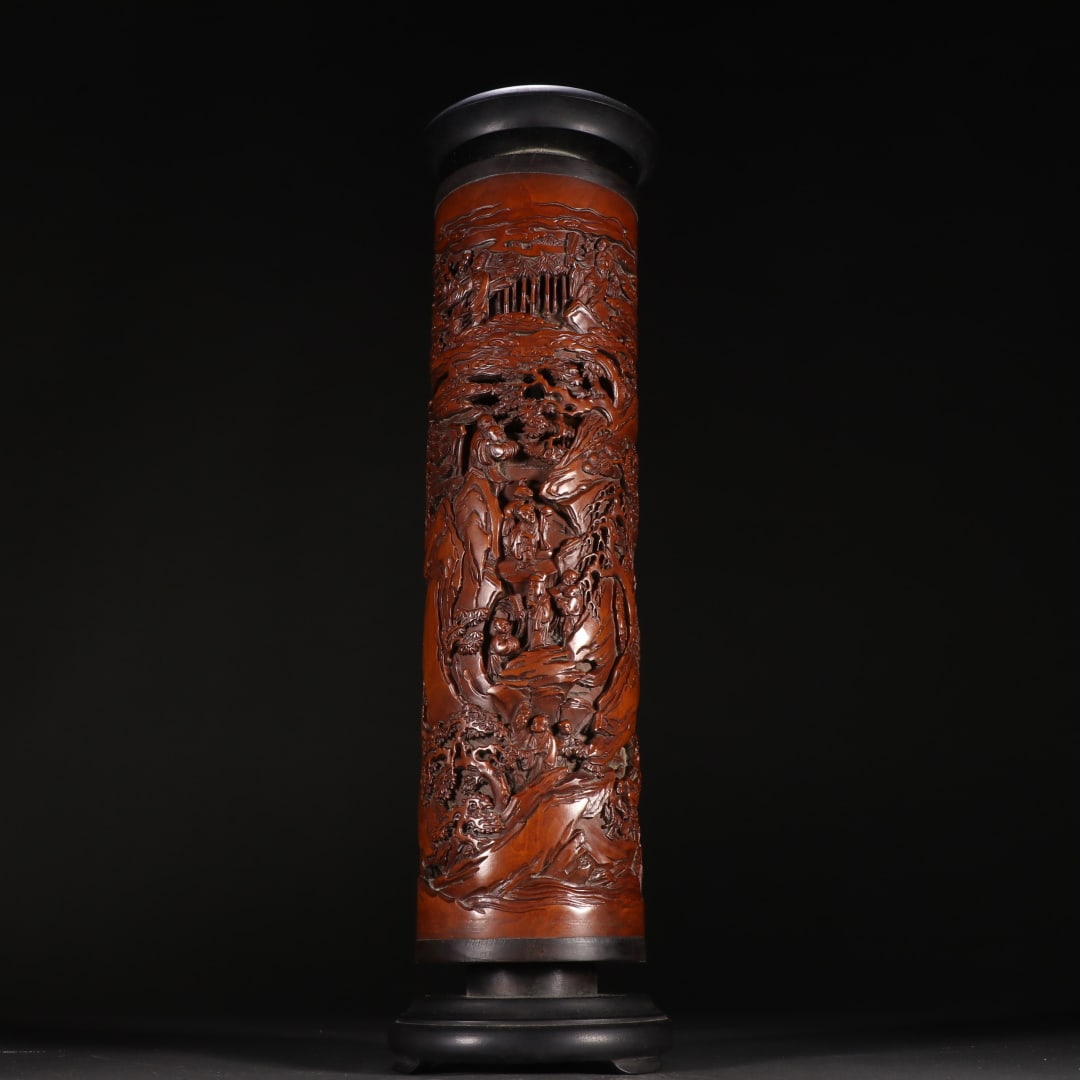 An Exquisite Boxwood Character and Story Pattern Incense Tube: An Exquisite Boxwood Character and Story Pattern Incense Tube Qing Dynasty, China Size:13.4inx3.7in Weight:692.2g黄杨木雕人物故事香筒