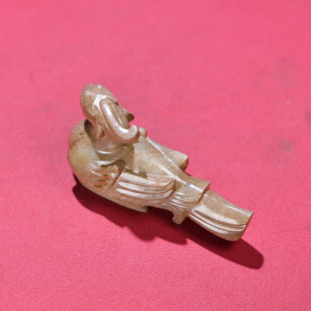 An Exquisite White Jade Phoenix Hand Piece - 8