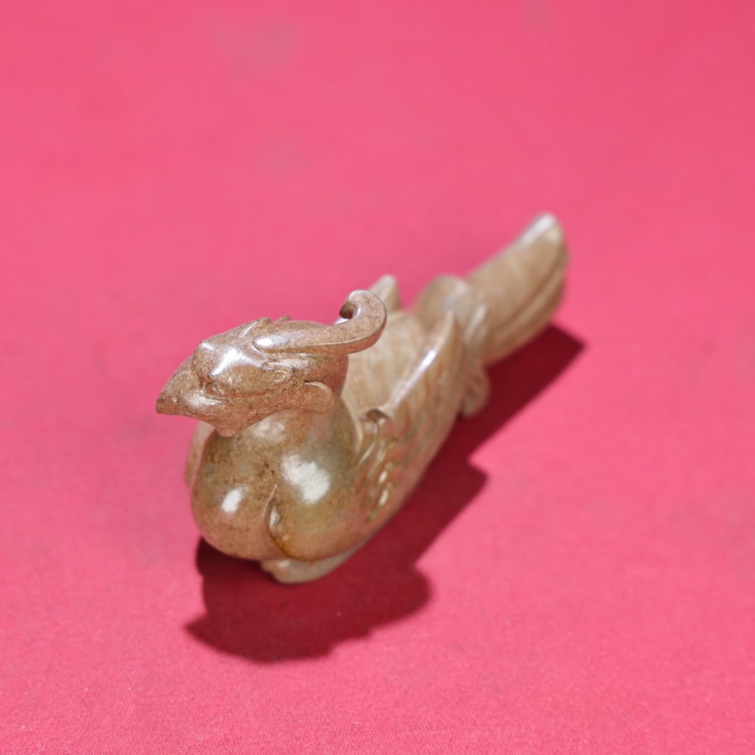 An Exquisite White Jade Phoenix Hand Piece - 9