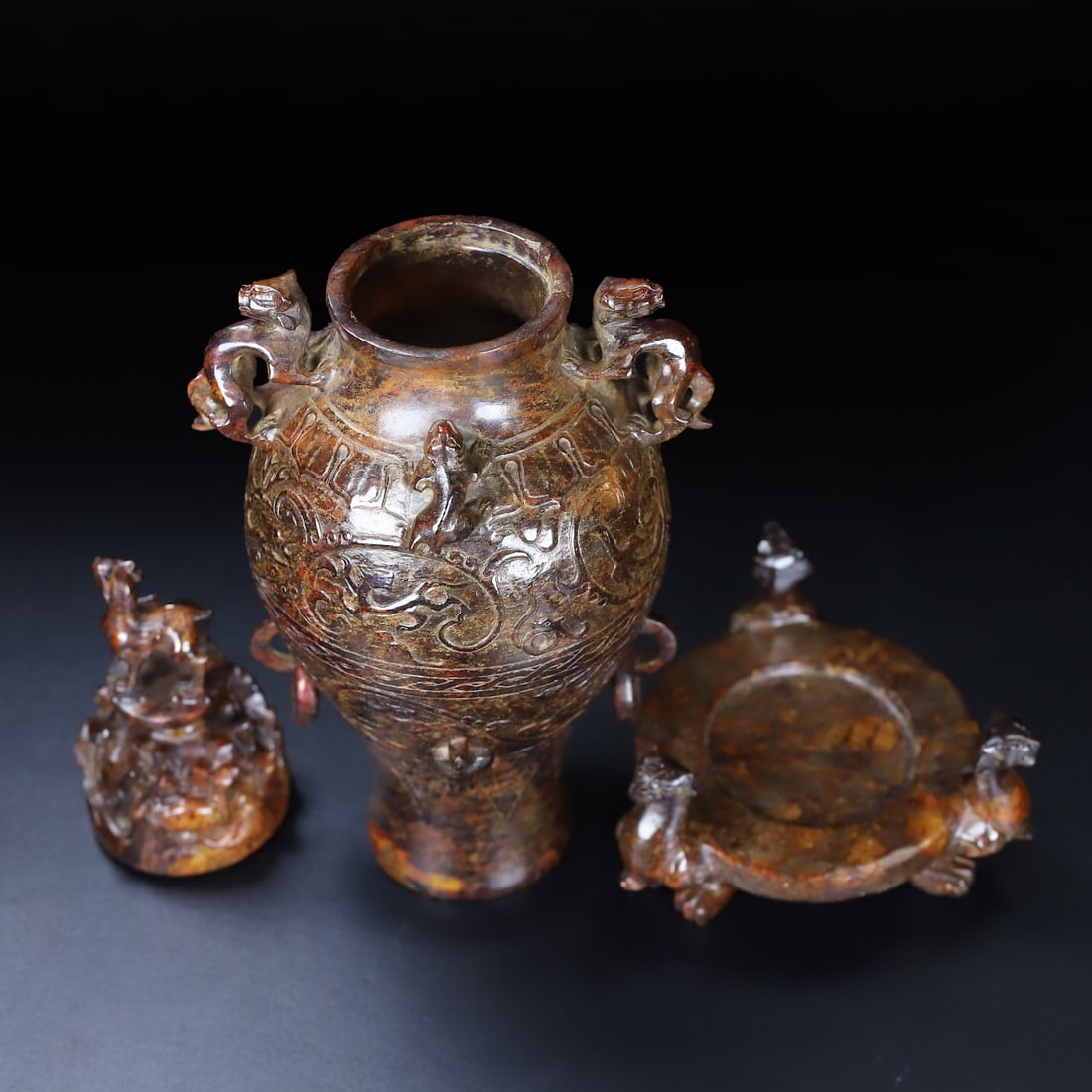 An Exquisite White Jade Auspicious Beast Pattern Vase - 8