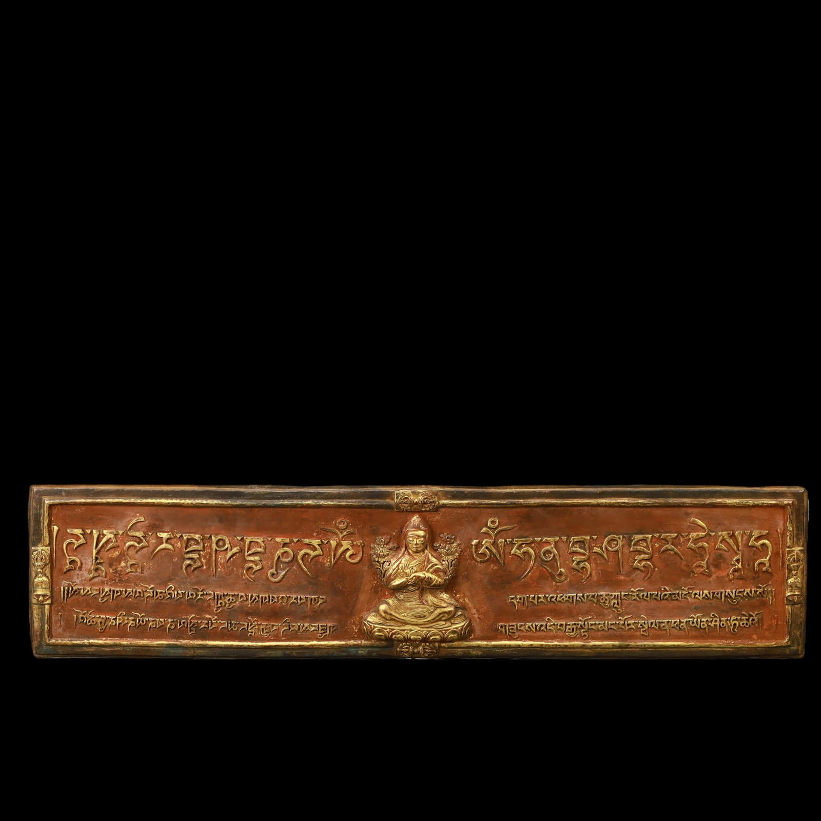 A Exquisite Gilt Bronze Buddha statue Pattern -With Inscription Ornament: A Exquisite Gilt Bronze Buddha statue Pattern -With Inscription Ornament Ming Dynasty, China Size:23.6inx5.3in