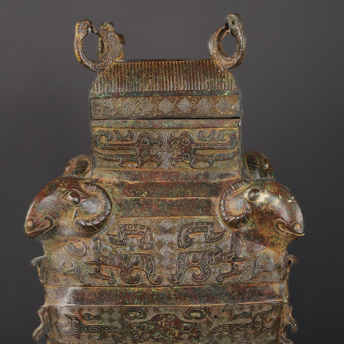 An Exquisite Bronze Beast-Face Pattern Vase - 2