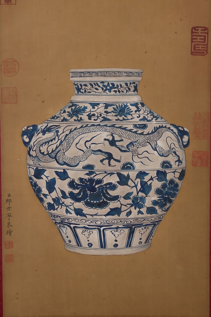 An ExquisiteBlue and White Lotus Pattern Dragon Pattern Jar - 6