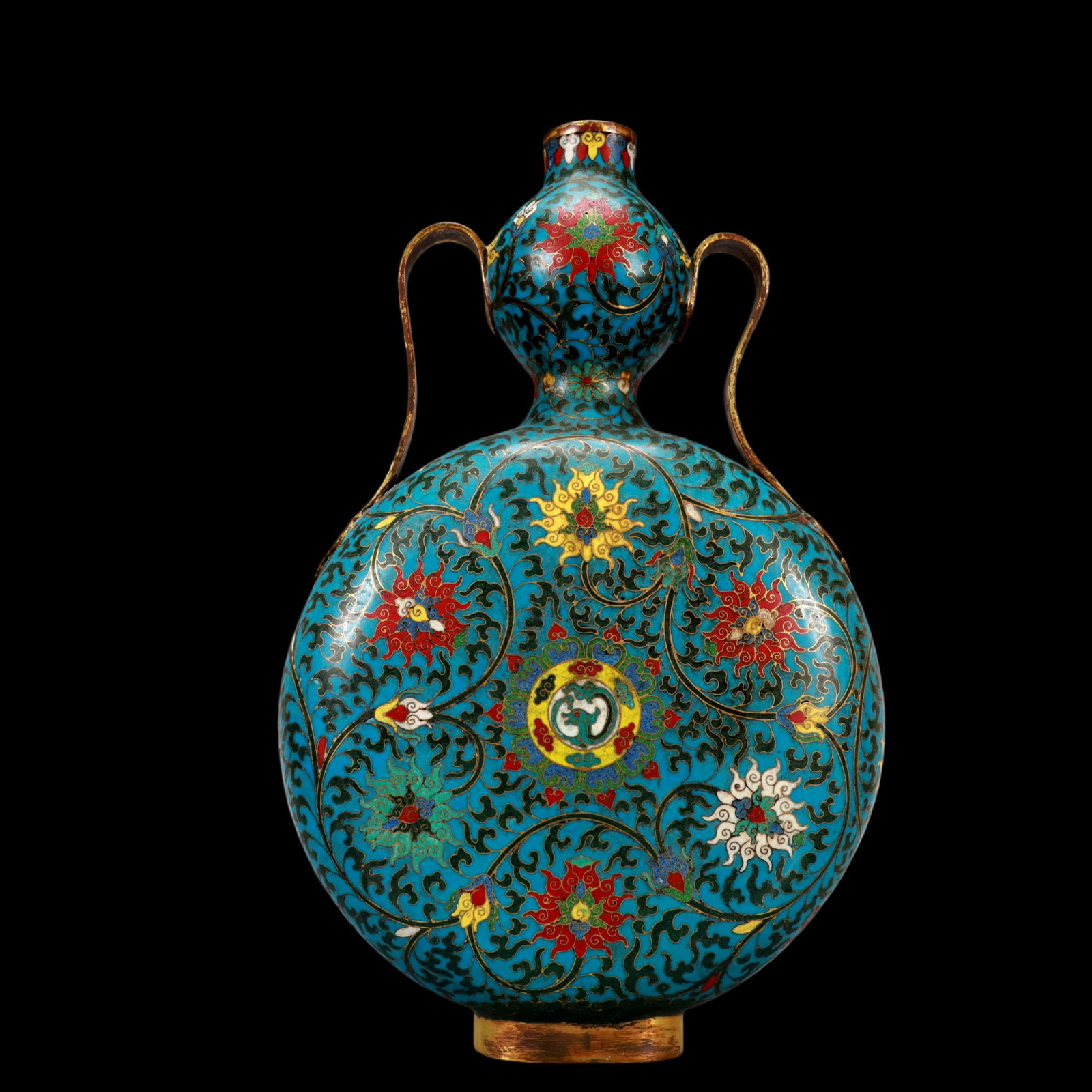 A Exquisite Cloisonne Gilt Bronze Lotus Pattern Dragon Pattern Vase: A Exquisite Cloisonne Gilt Bronze Lotus Pattern Dragon Pattern Vase Ming Dynasty, China Jingtai Six-character Mark Size:9.1inx3.1inx14.2in