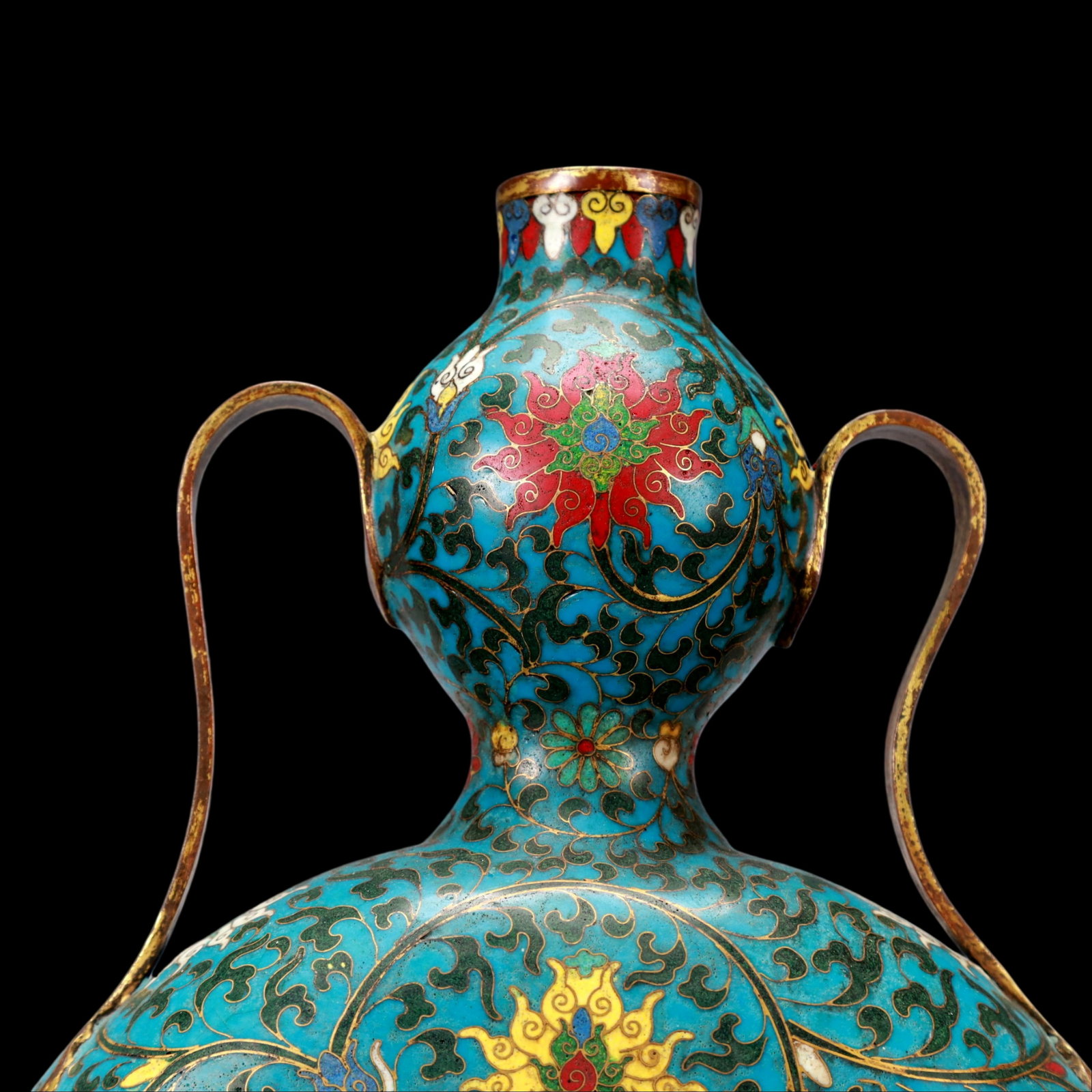 A Exquisite Cloisonne Gilt Bronze Lotus Pattern Dragon Pattern Vase - 2