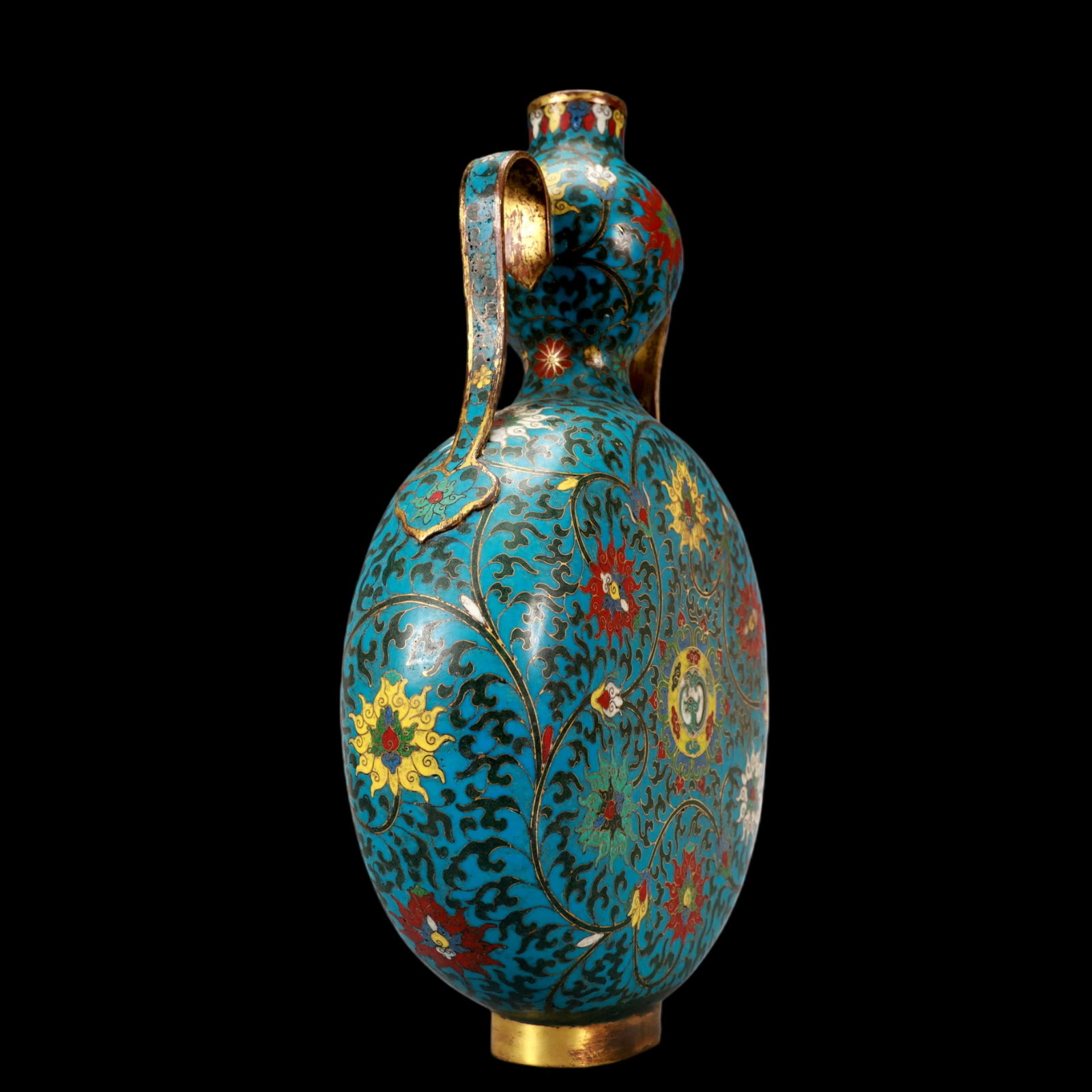 A Exquisite Cloisonne Gilt Bronze Lotus Pattern Dragon Pattern Vase - 4