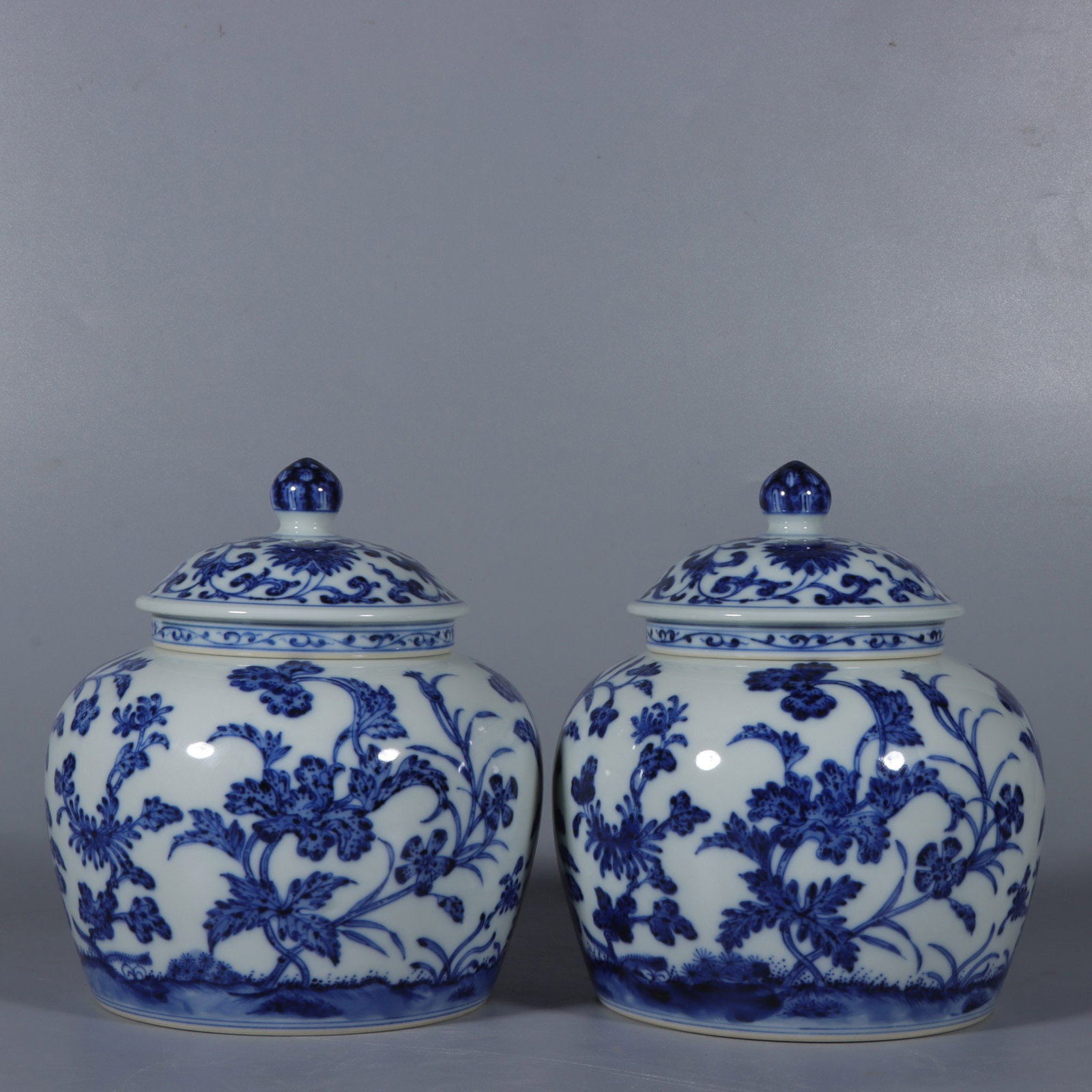 An Exquisite Blue and White Flower Pattern Lotus Pattern Jar - 2