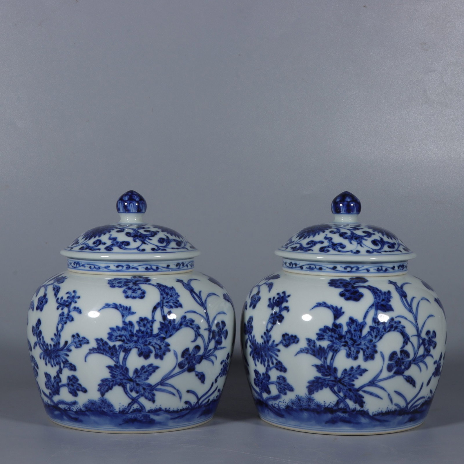 An Exquisite Blue and White Flower Pattern Lotus Pattern Jar - 3