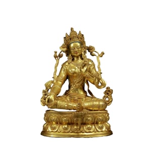 A Solemn Gilt Bronze Statue of Tara