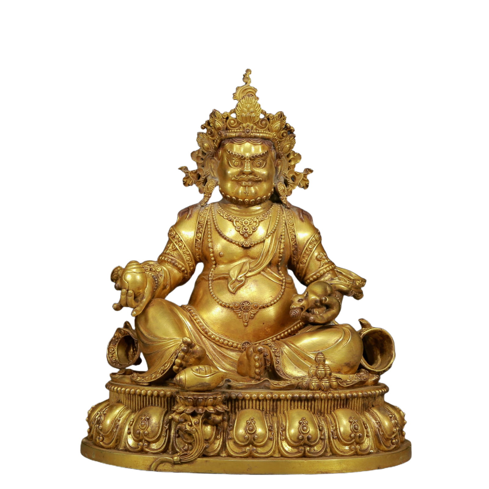 A Solemn Gilt Bronze Statue of Mammon: A Solemn Gilt Bronze Statue of Mammon,Ming Dynasty, China,Size:10.6inx8.7inx13.4in,Weight:8070g 铜鎏金财神像，明代