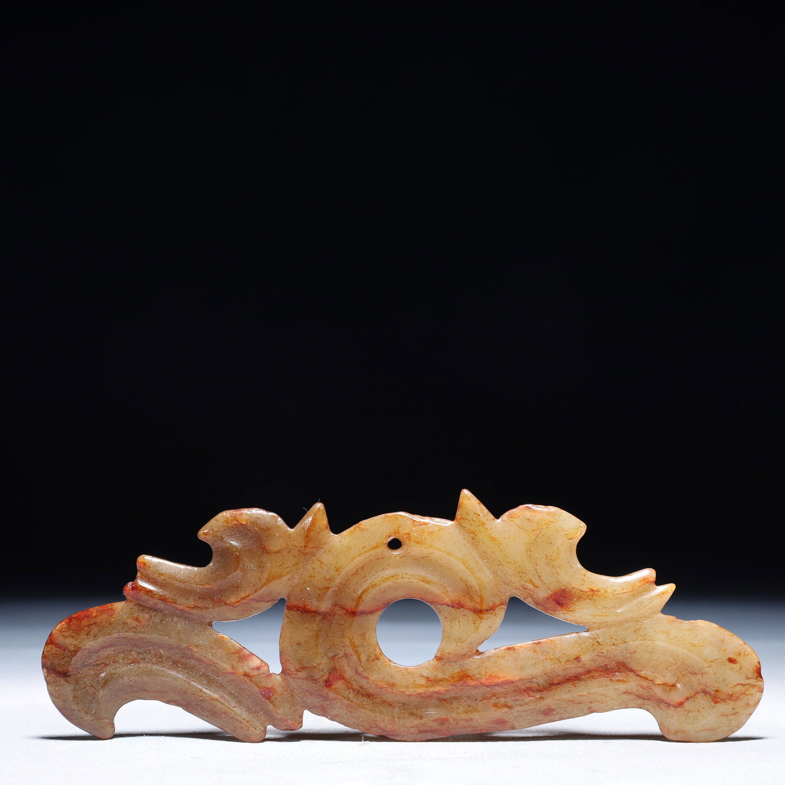 An Archaic Hongshan Culture White Jade Phoenix Pendant: An Archaic Hongshan Culture White Jade Phoenix Pendant,Ancient Time,China,Size:5.9inx2in,Weight:50g 红山文化白玉凤挂件,中国新