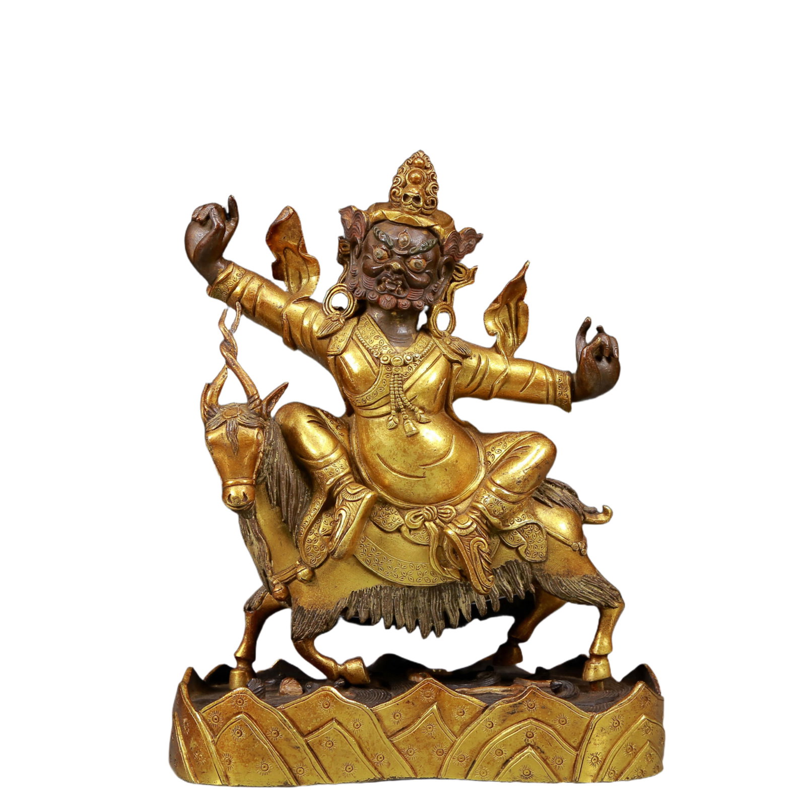 A Solemn Gilt Bronze Statue of Vajra protector: A Solemn Gilt Bronze Statue of Vajra protector,Ming Dynasty, China,Size:7.1inx3.3inx8.7in,Weight:2805g 铜鎏金金刚护法像，明代