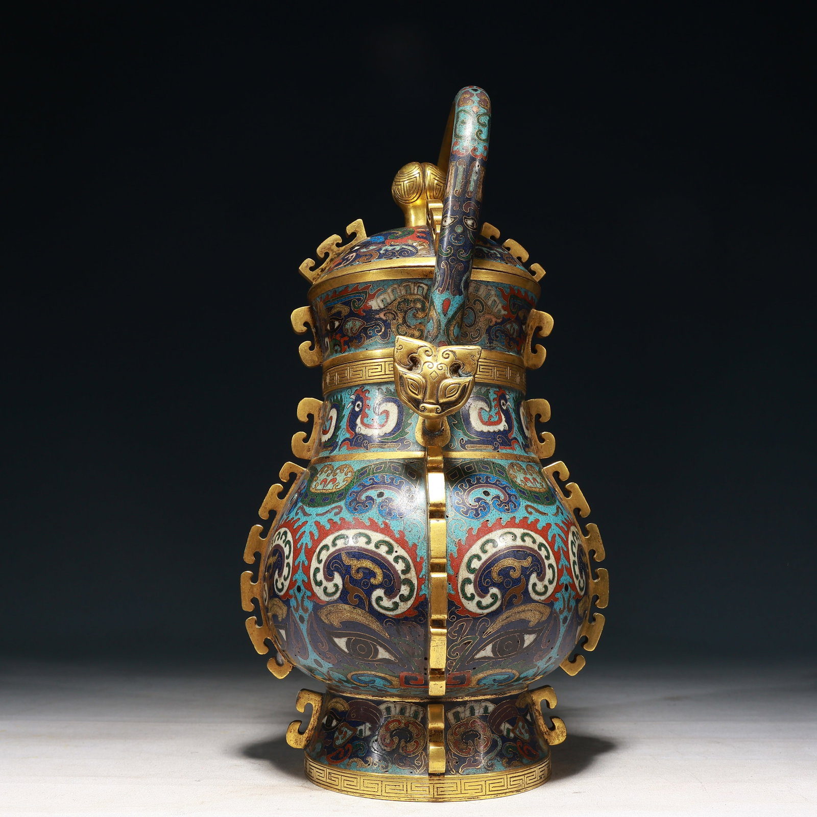 A Rare Cloisonne Beast-Face Pattern Beast-Ears Ewer - 5