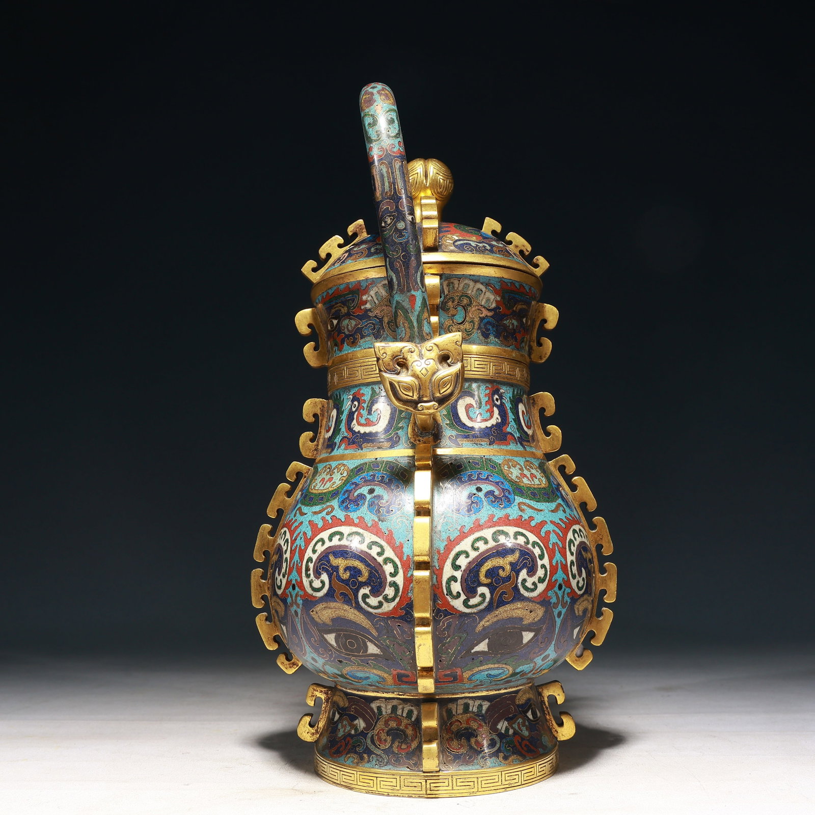A Rare Cloisonne Beast-Face Pattern Beast-Ears Ewer - 9