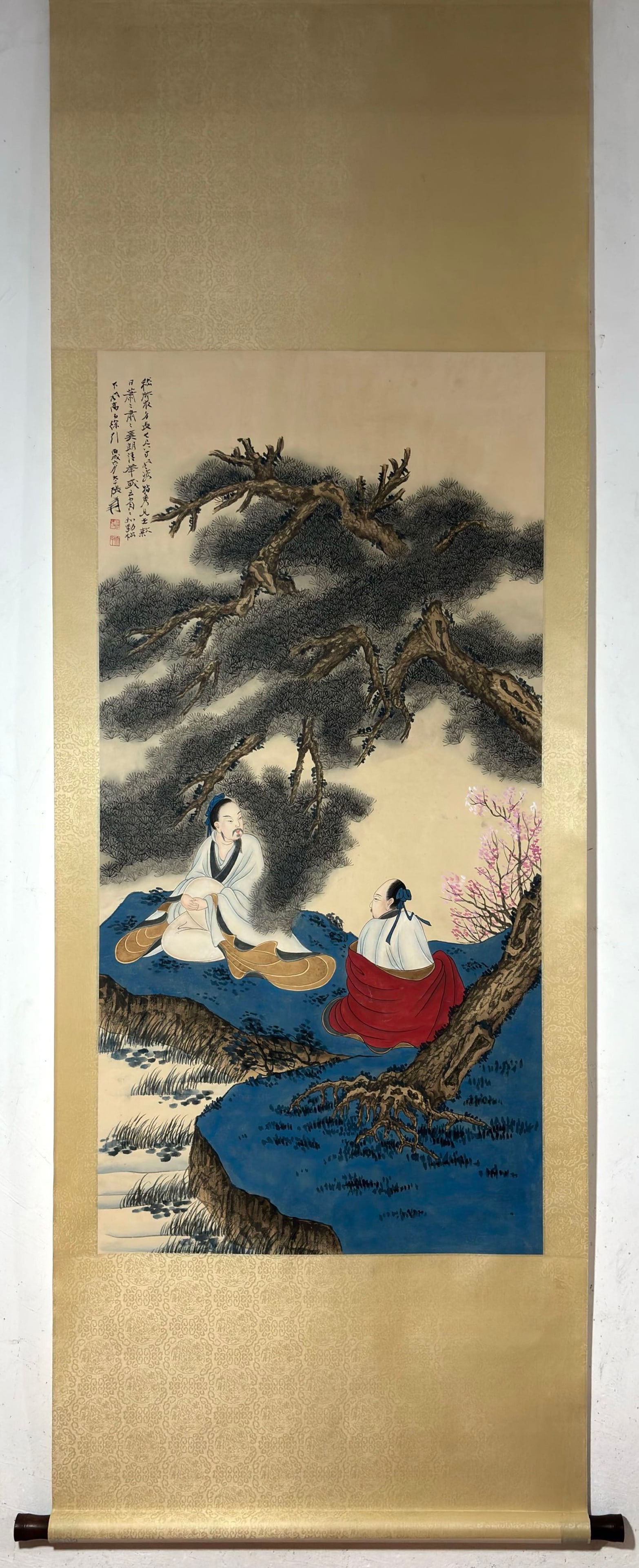 A Chinese Vertical Scroll Ink Painting of Landscape and Figure on Paper,Zhang Daqian: A Chinese Vertical Scroll Ink Painting of Landscape and Figure on Paper,Zhang Daqian,Size:(Without frame)52.2inx25.6in 一幅中国水墨山水人物&