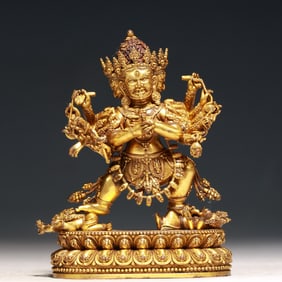 A Solemn Gilt Bronze Statue of Chakrasamvara