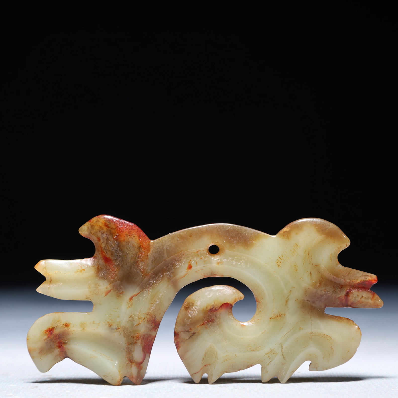 An Archaic Hongshan Culture White Jade Pendant: An Archaic Hongshan Culture White Jade Pendant,Ancient Time,China,Size:3.7inx1.8in,Weight:33g 红山文化白玉挂件,中国新石器&