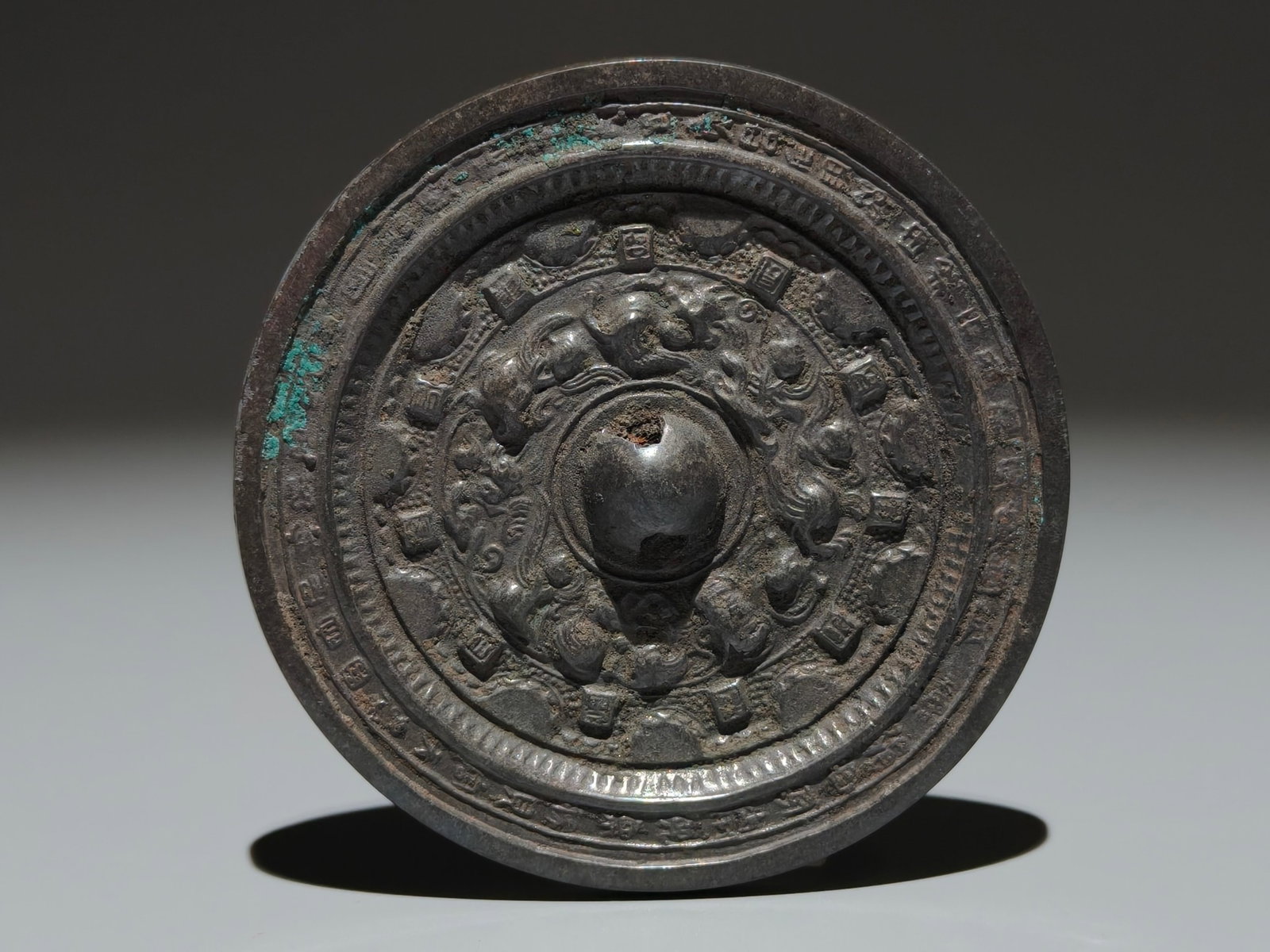 An Archaic Bronze Auspicious Beast Pattern Mirror - 2