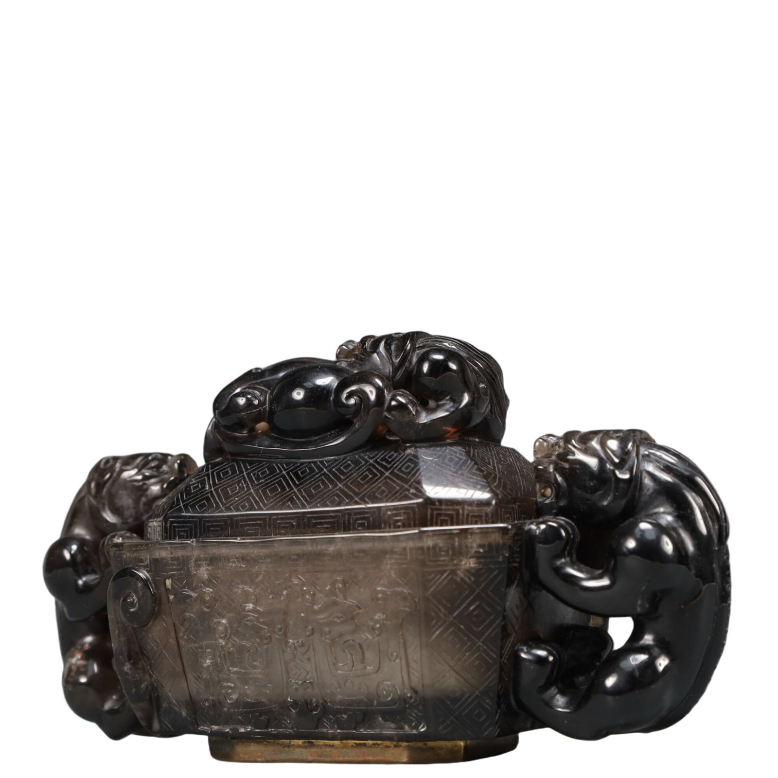 An Exquisite Crystal Beast-Face Pattern Double-Ears Censer - 2